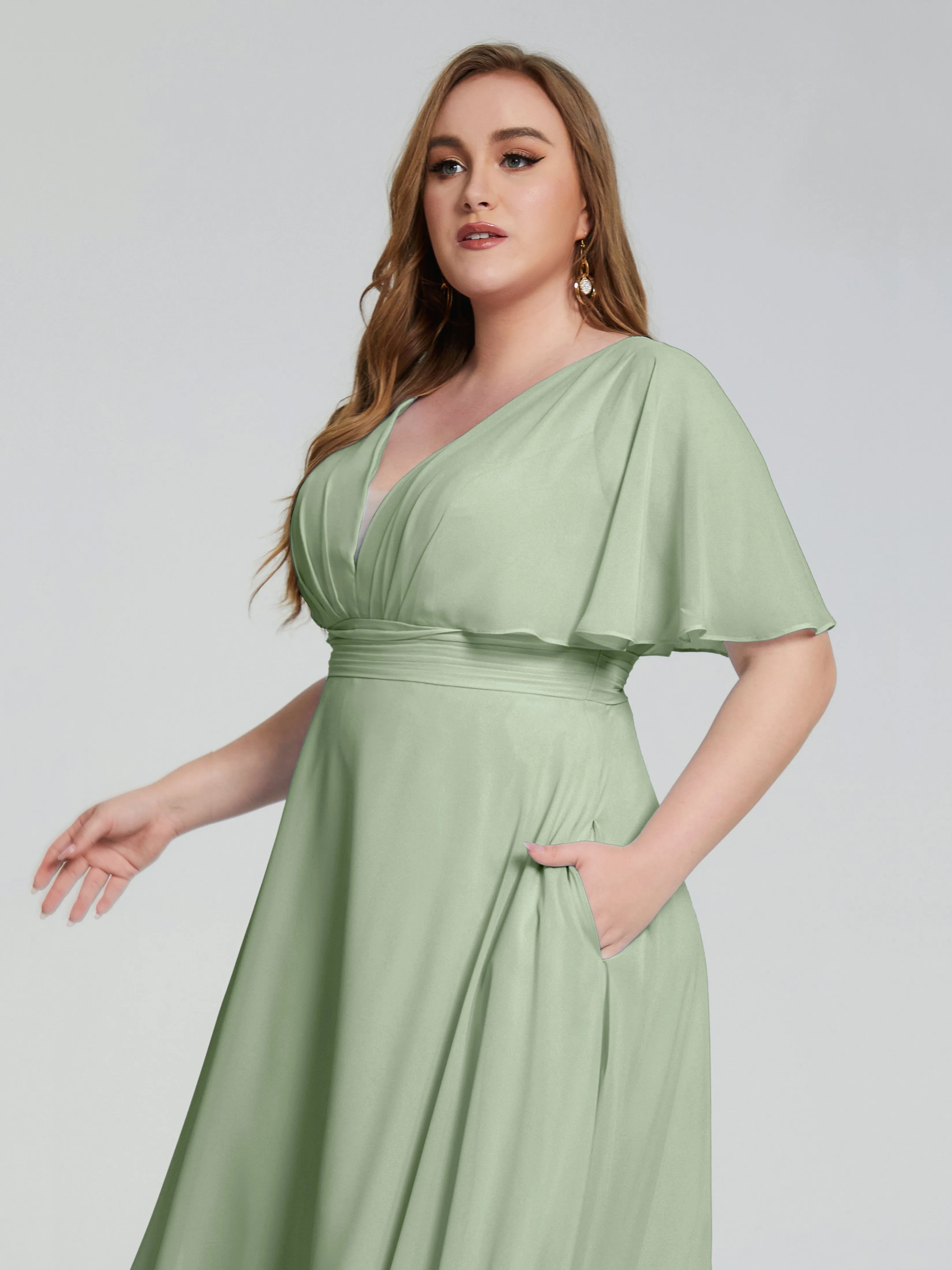 Lucia Graceful V-back Plus Size Bridesmaid Dresses