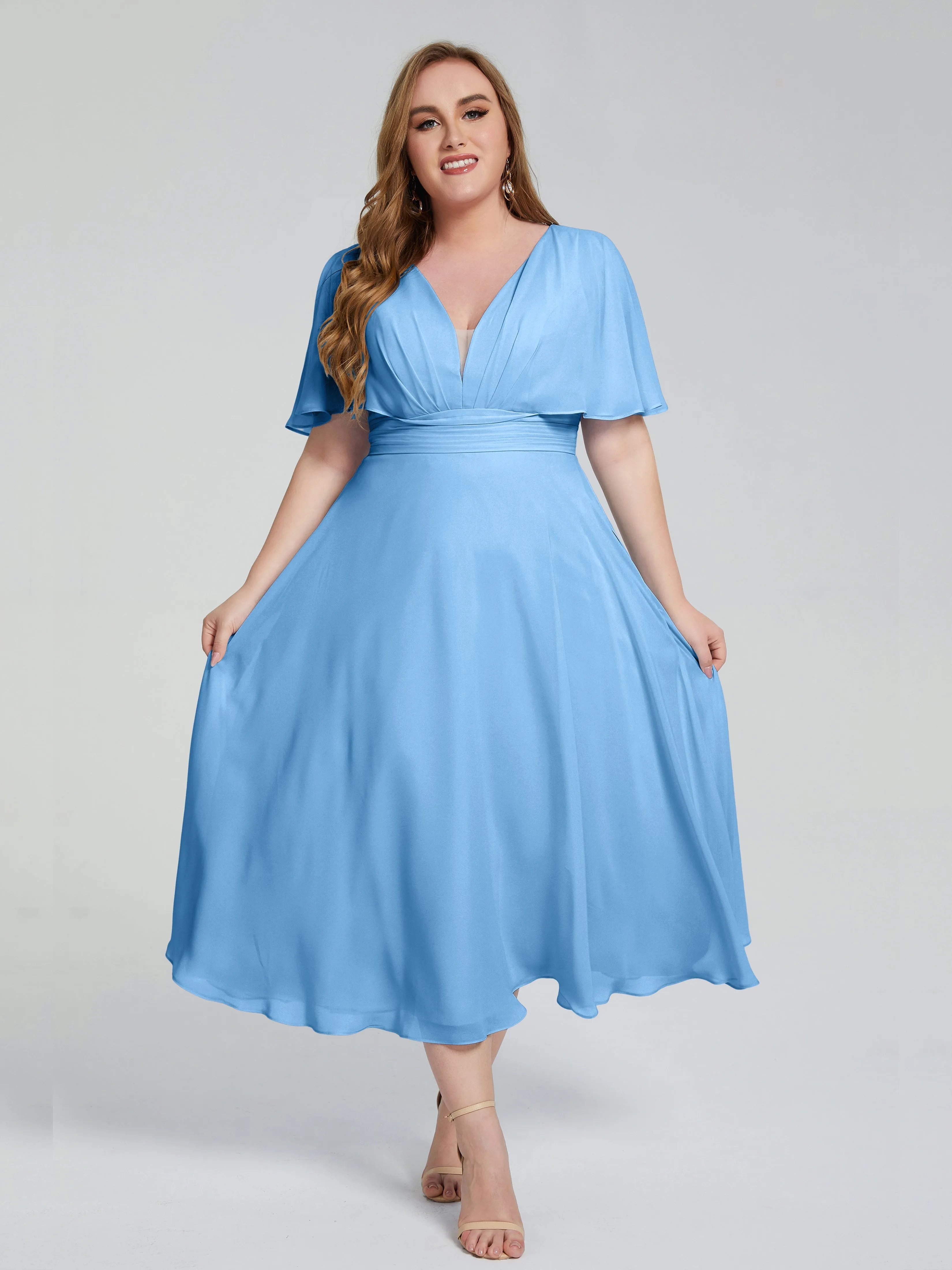 Lucia Graceful V-back Plus Size Bridesmaid Dresses