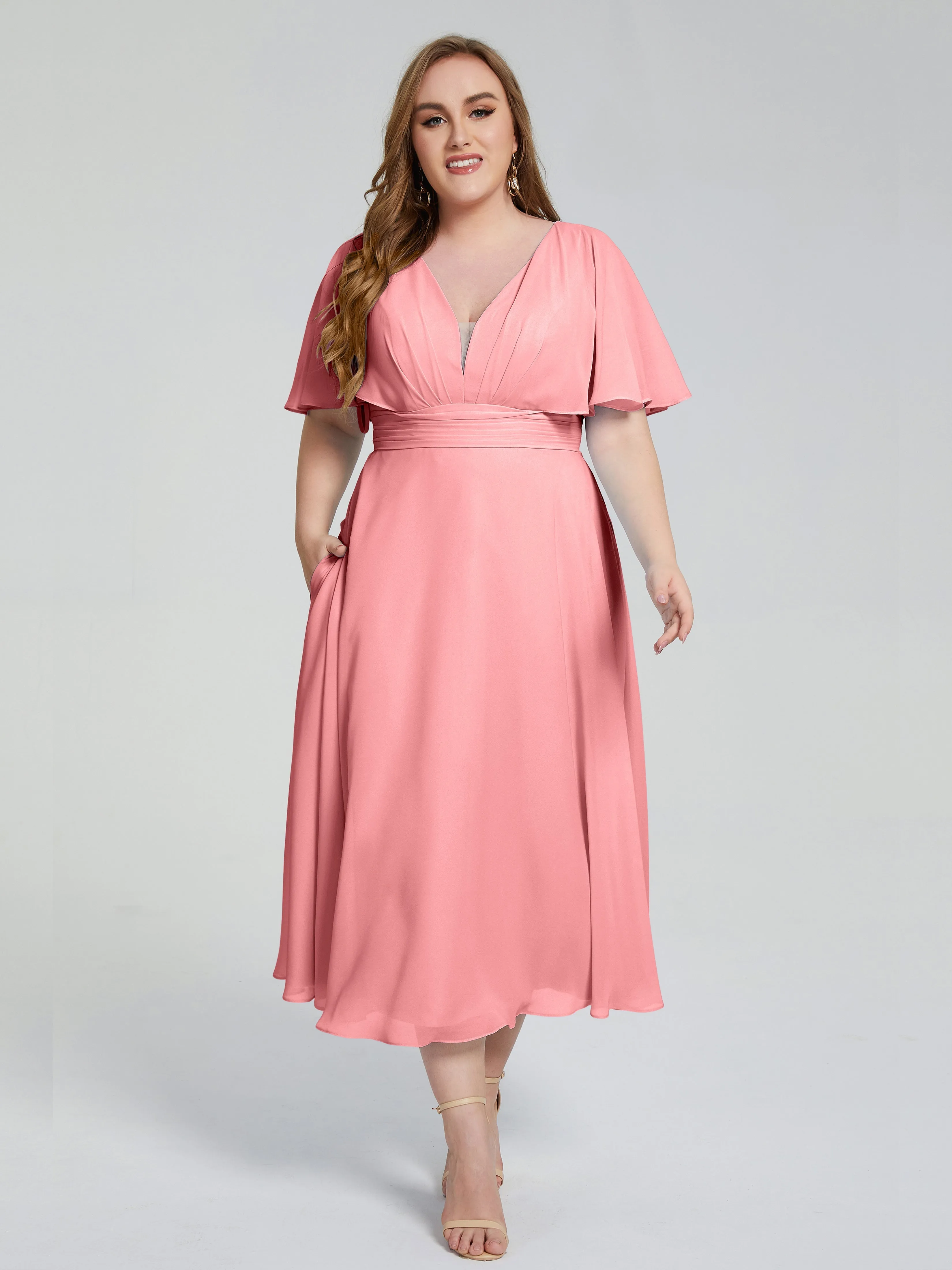 Lucia Graceful V-back Plus Size Bridesmaid Dresses