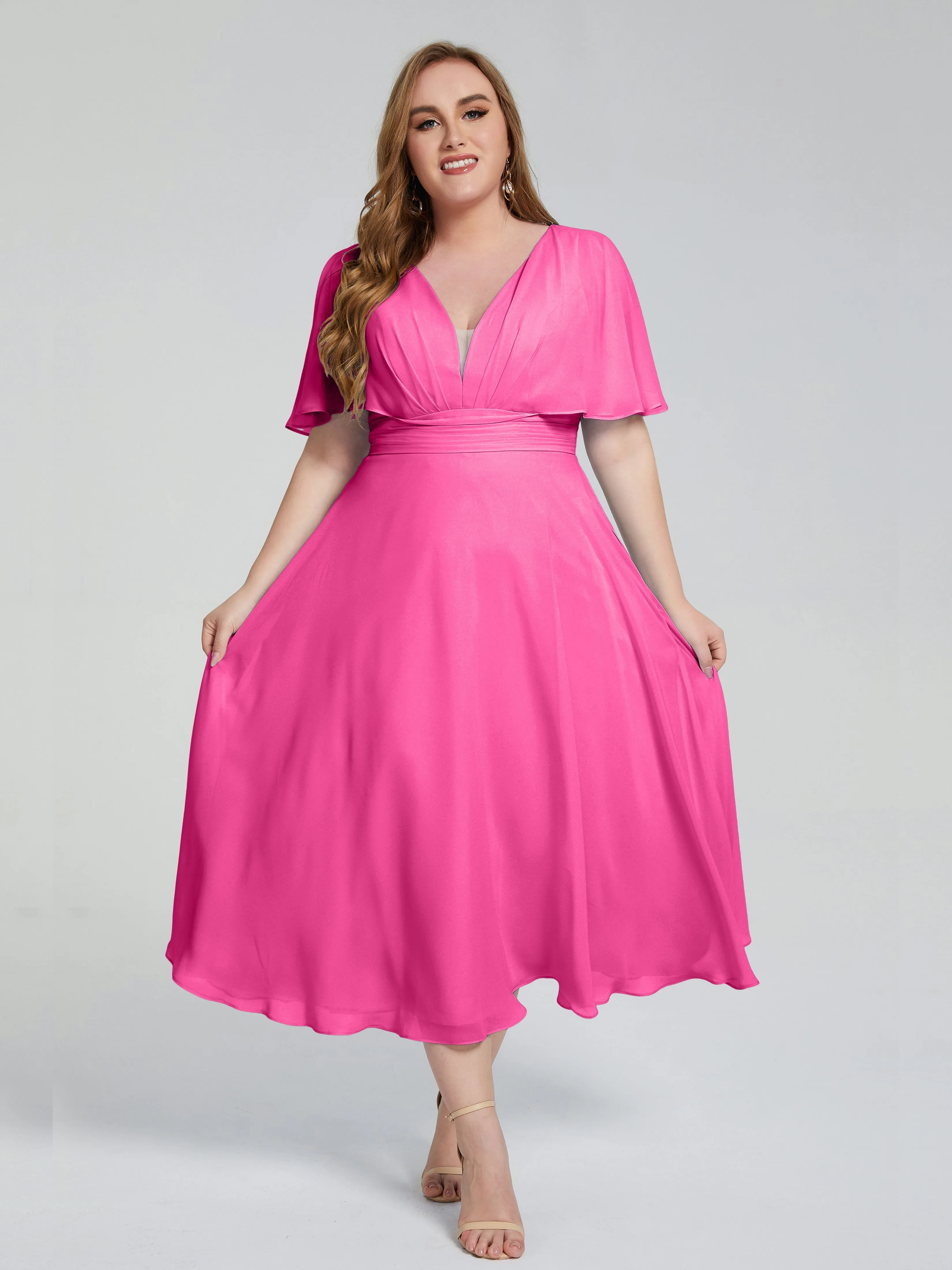 Lucia Graceful V-back Plus Size Bridesmaid Dresses