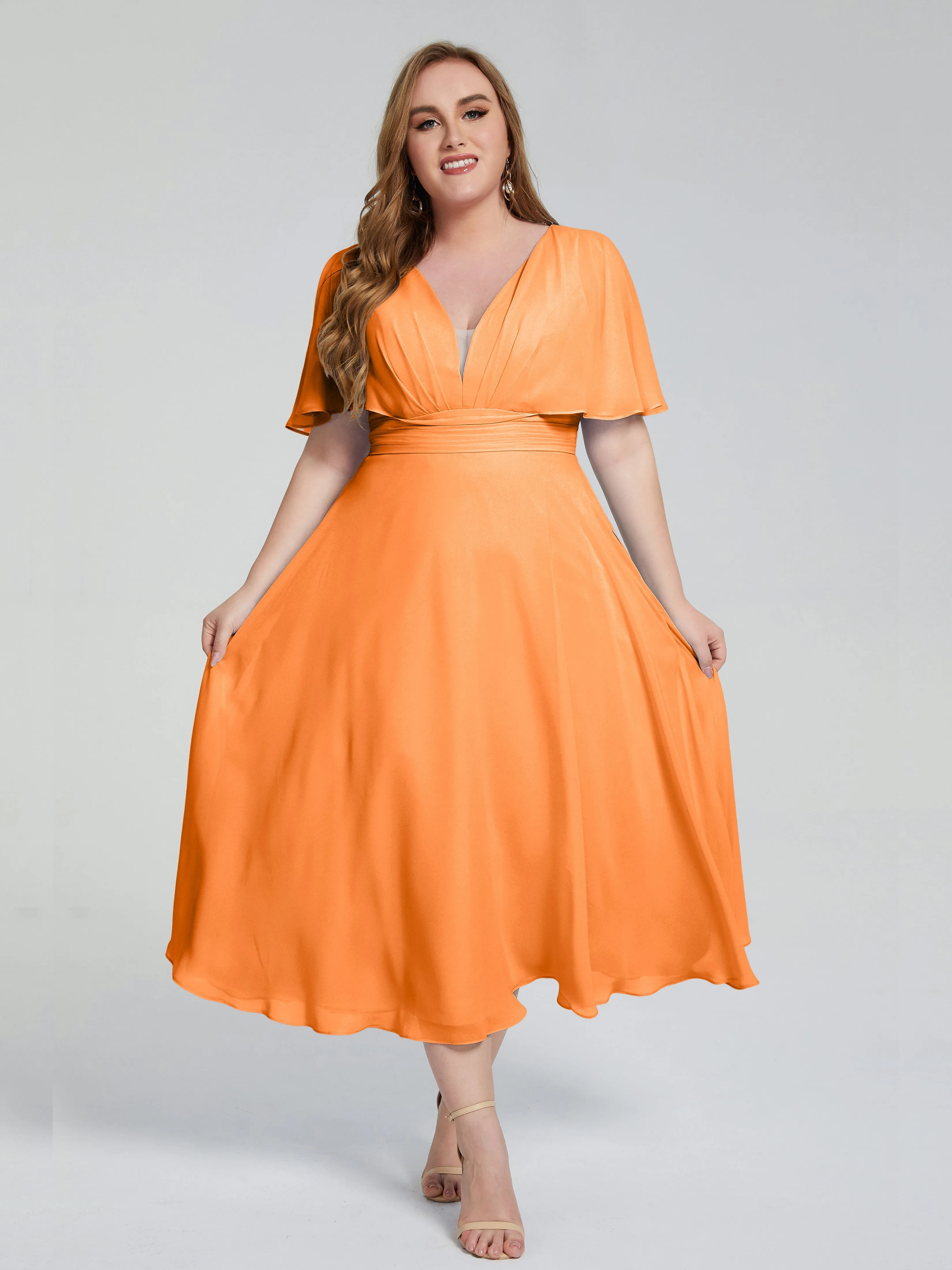 Lucia Graceful V-back Plus Size Bridesmaid Dresses