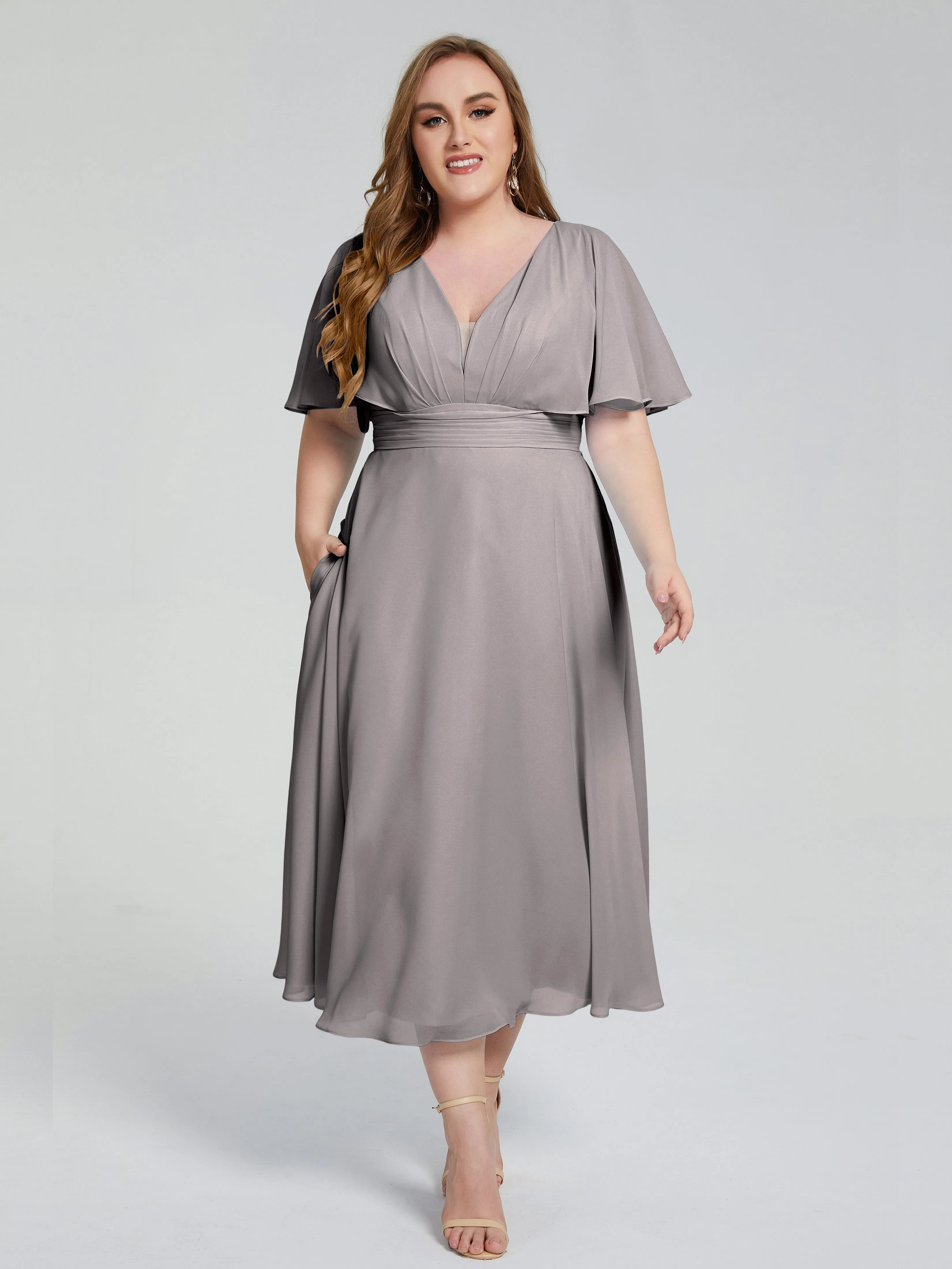 Lucia Graceful V-back Plus Size Bridesmaid Dresses