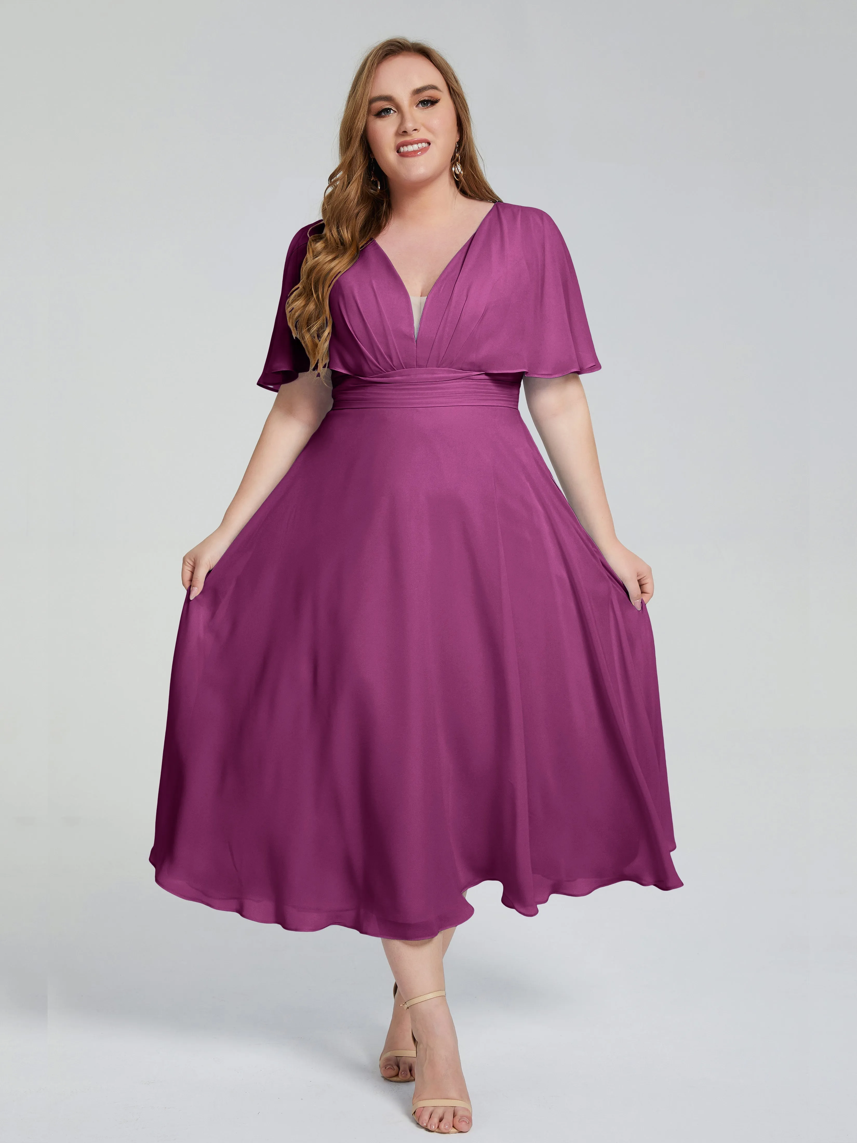 Lucia Graceful V-back Plus Size Bridesmaid Dresses