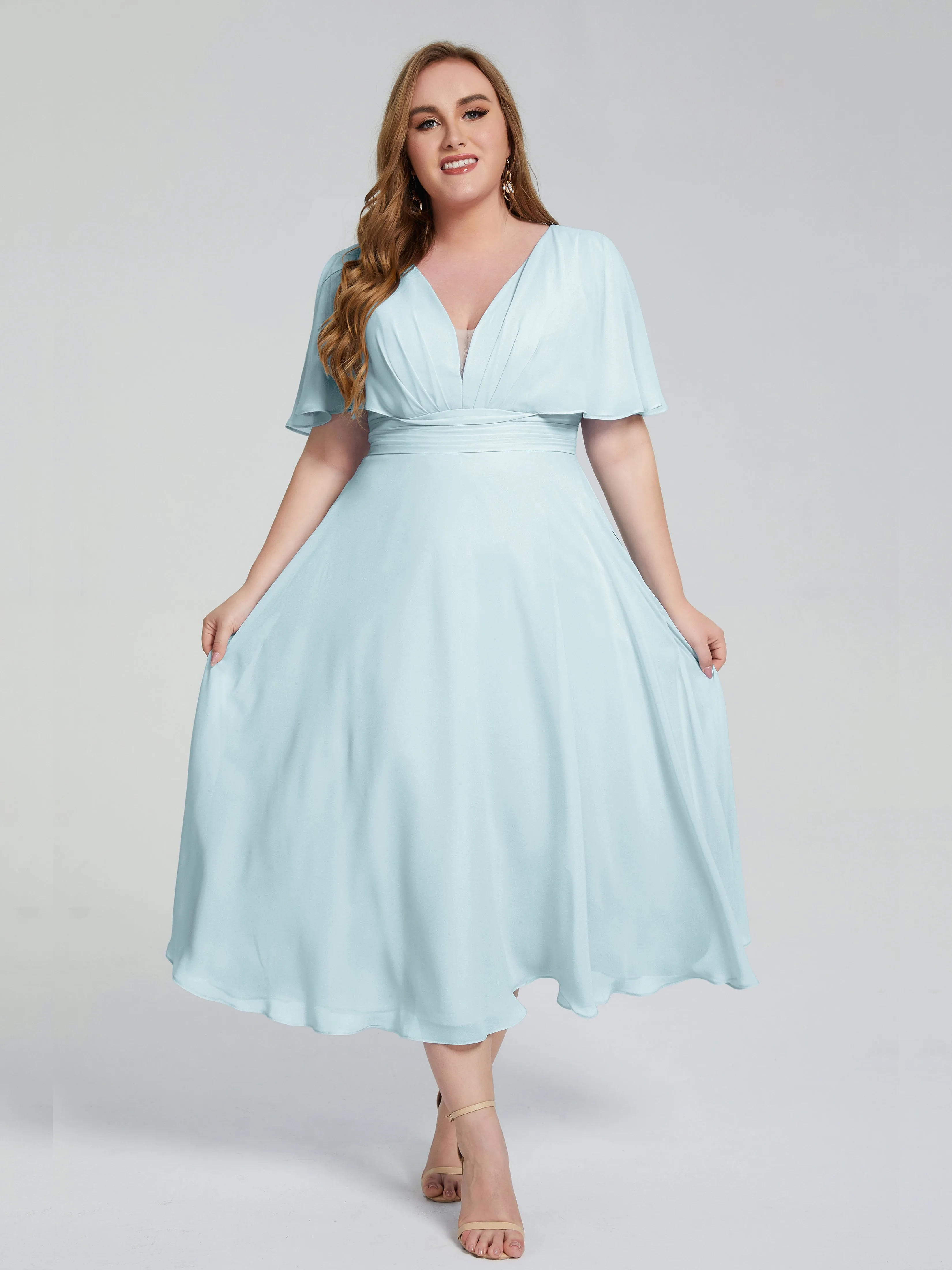 Lucia Graceful V-back Plus Size Bridesmaid Dresses