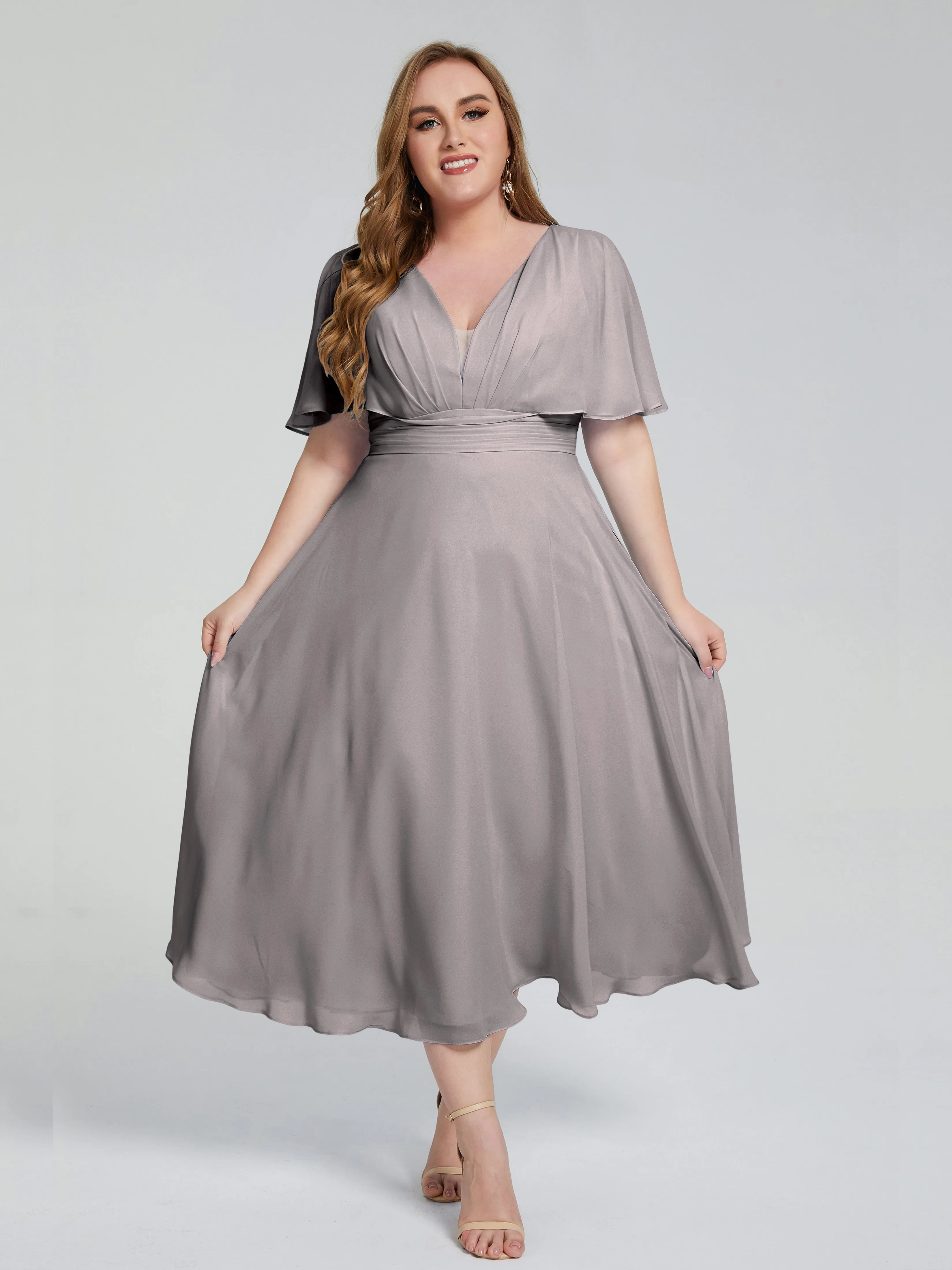 Lucia Graceful V-back Plus Size Bridesmaid Dresses