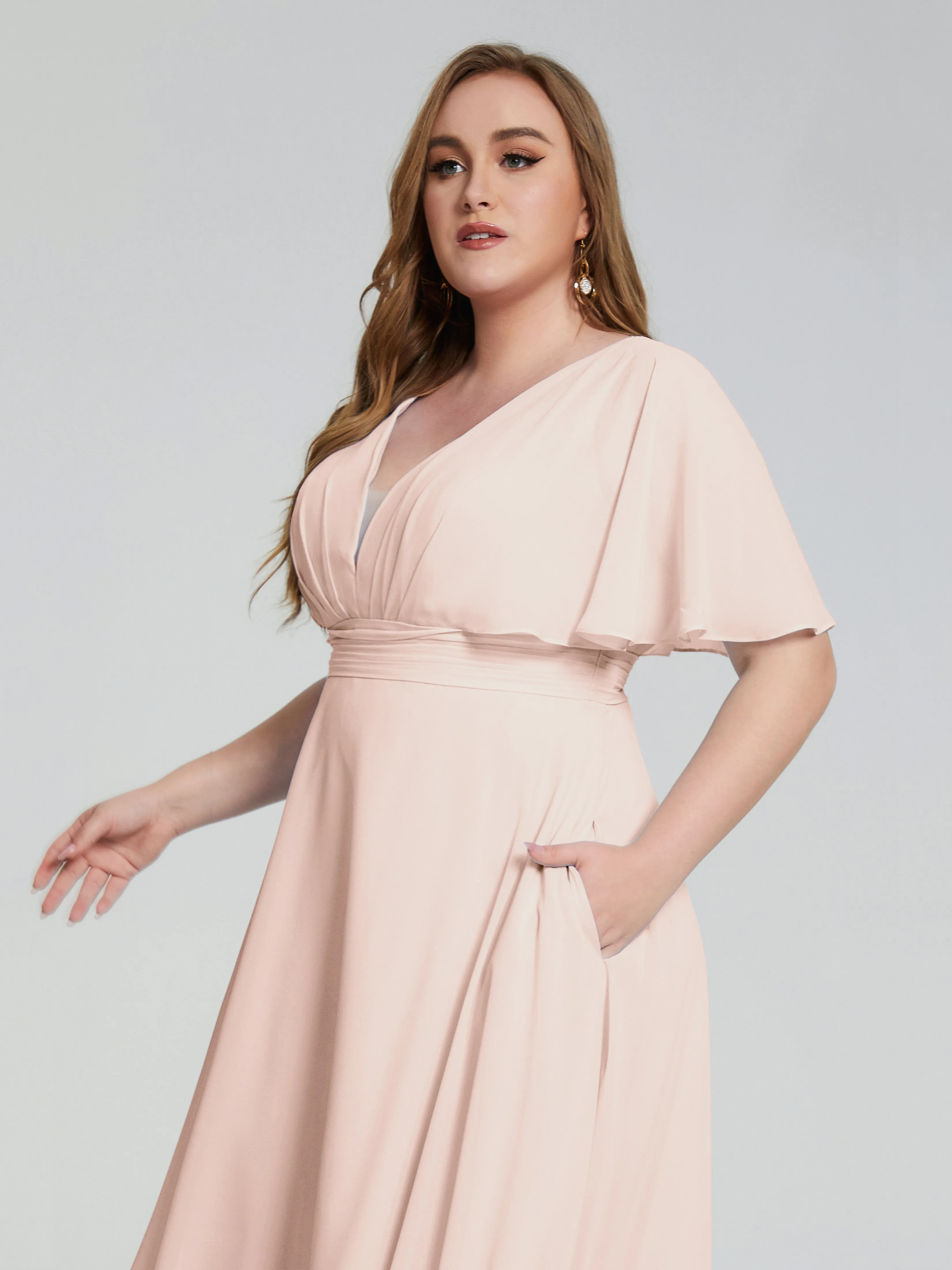 Lucia Graceful V-back Plus Size Bridesmaid Dresses