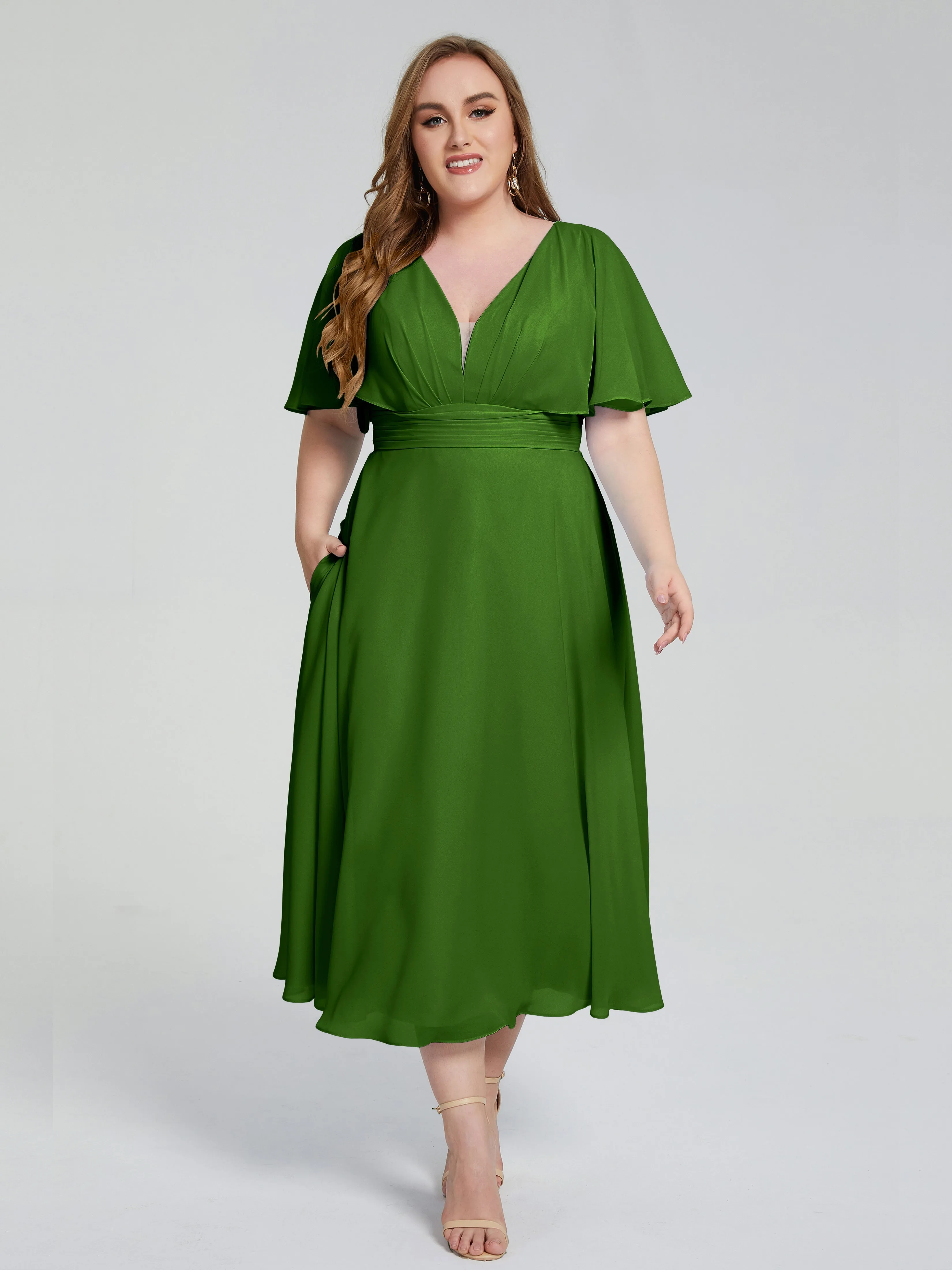 Lucia Graceful V-back Plus Size Bridesmaid Dresses