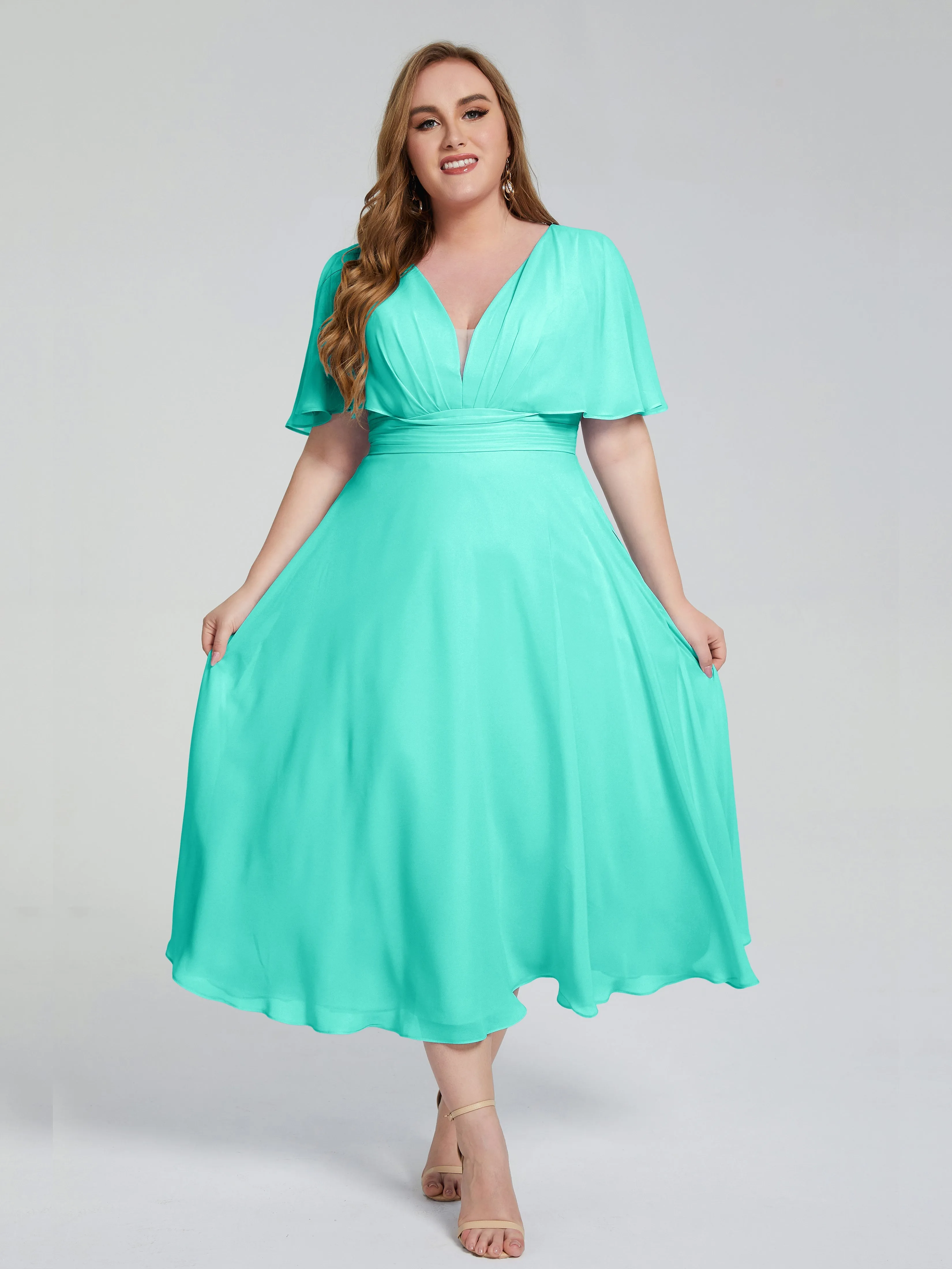 Lucia Graceful V-back Plus Size Bridesmaid Dresses