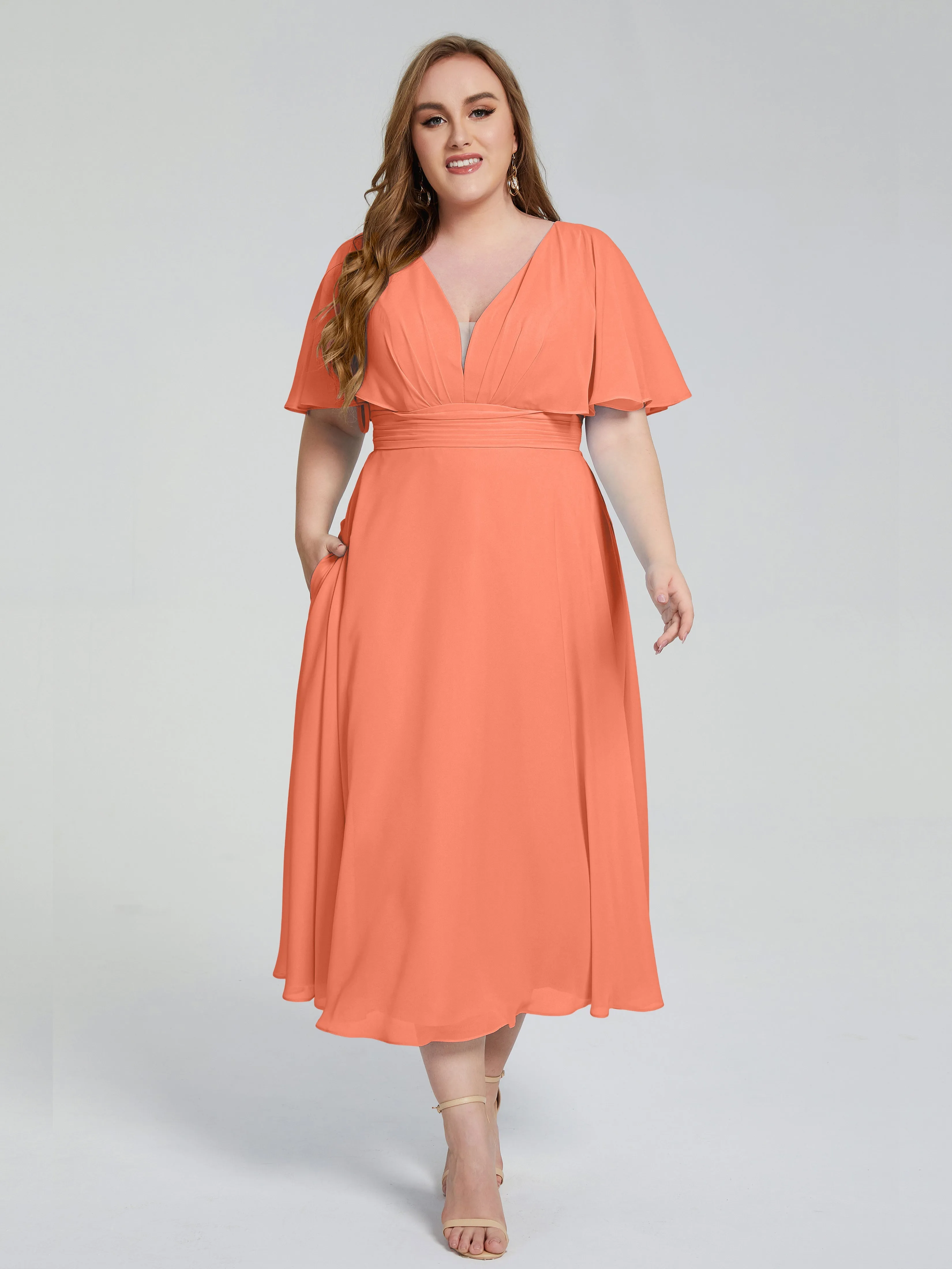 Lucia Graceful V-back Plus Size Bridesmaid Dresses