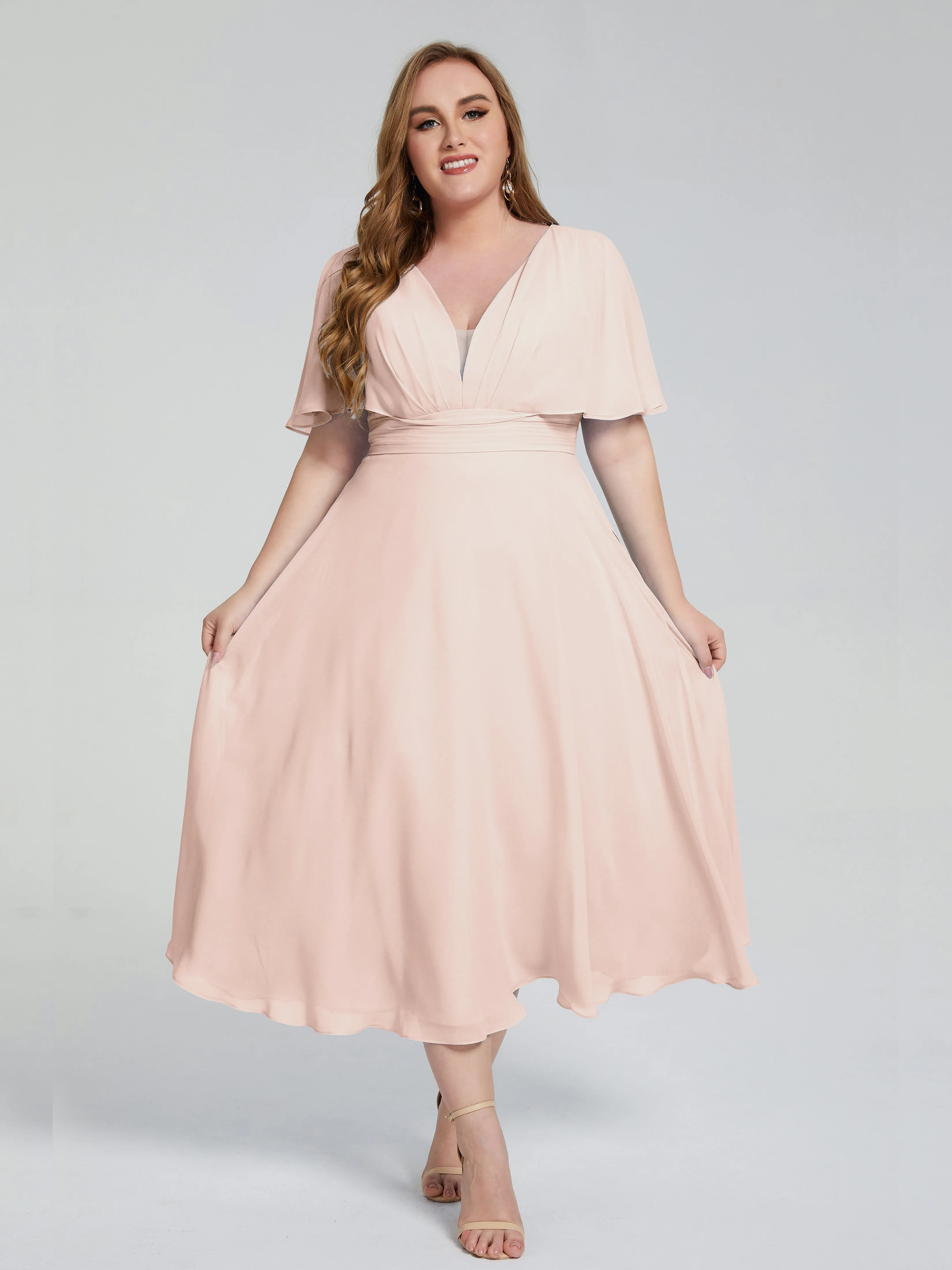 Lucia Graceful V-back Plus Size Bridesmaid Dresses