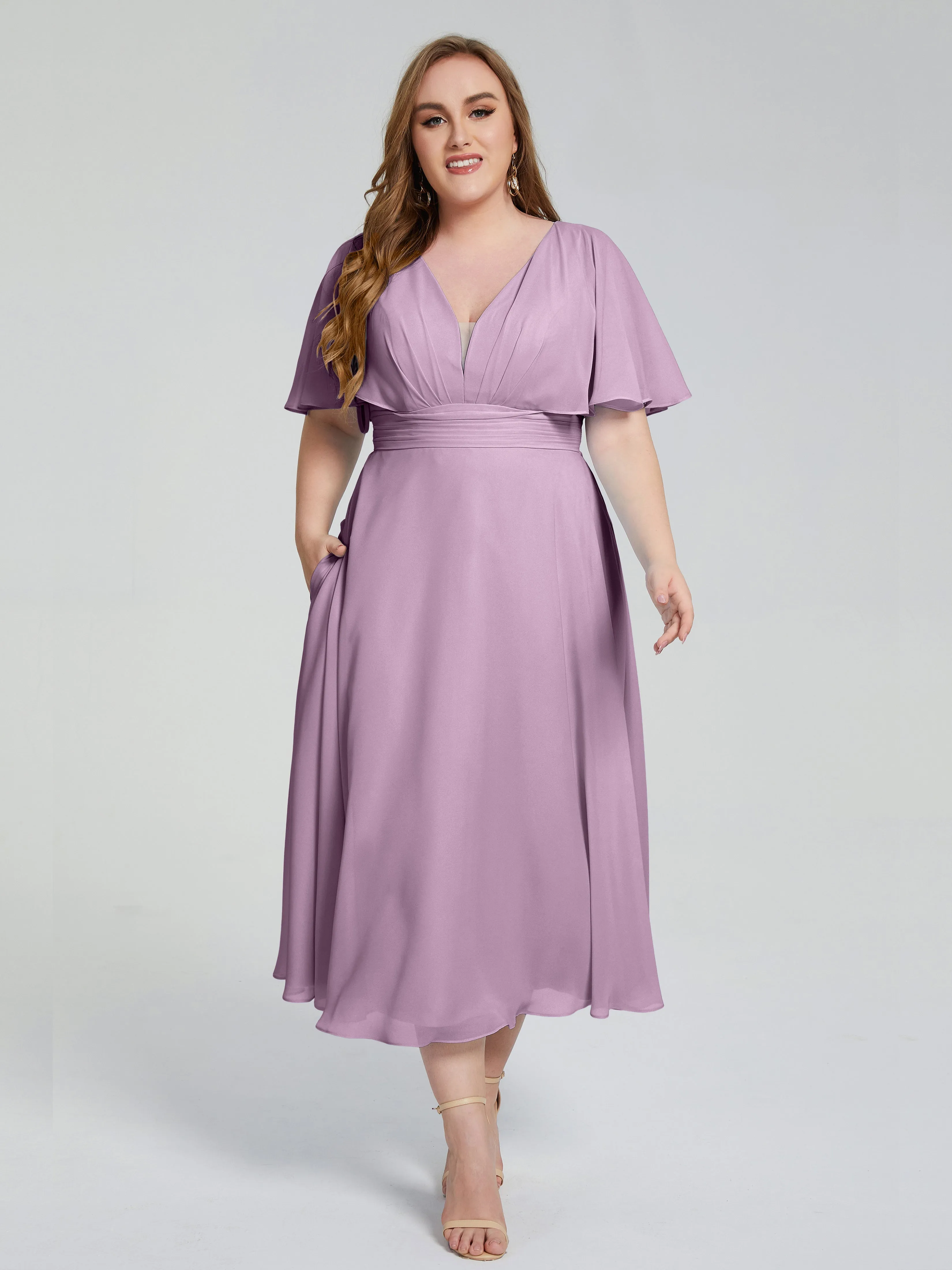 Lucia Graceful V-back Plus Size Bridesmaid Dresses