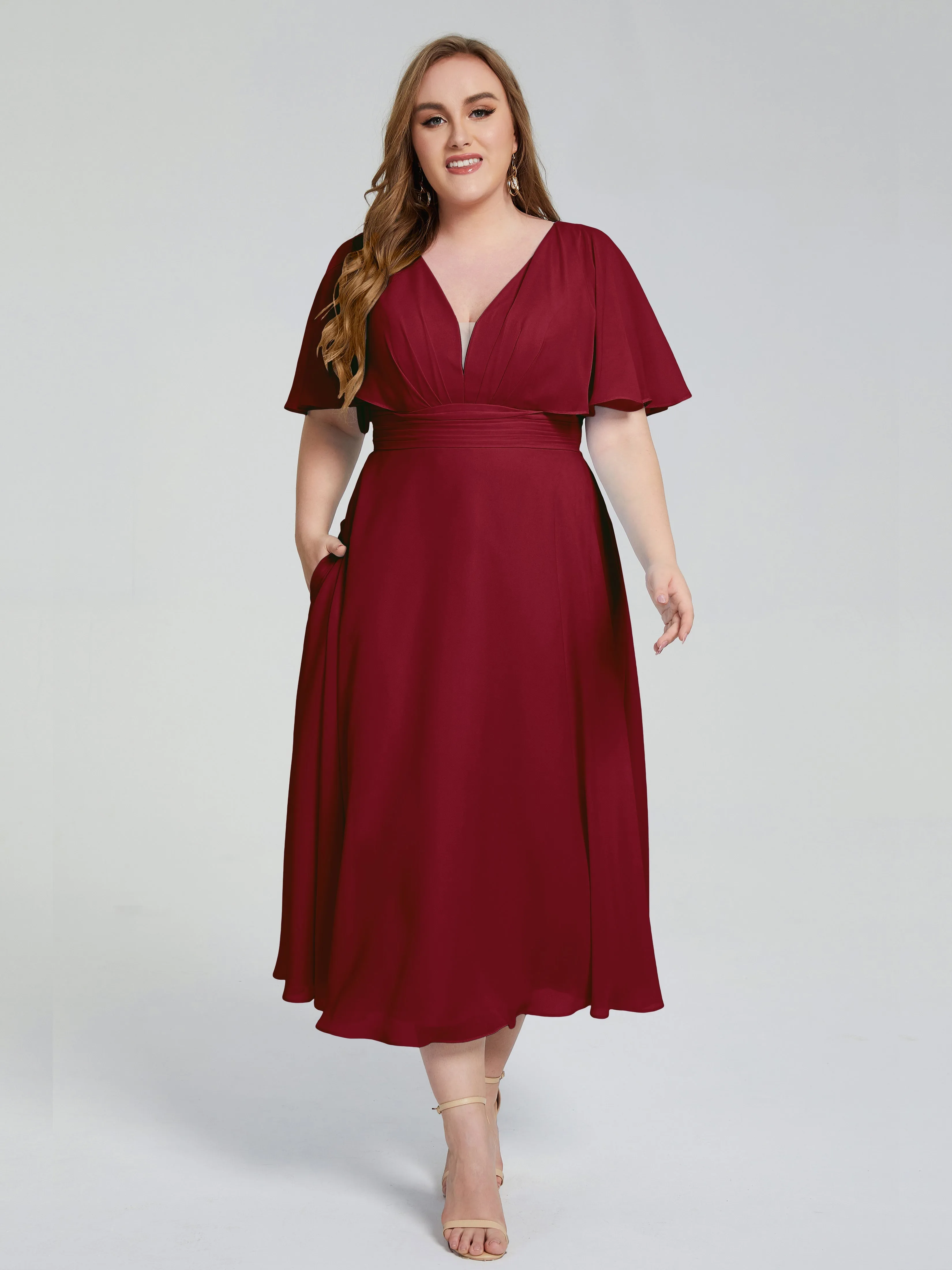 Lucia Graceful V-back Plus Size Bridesmaid Dresses