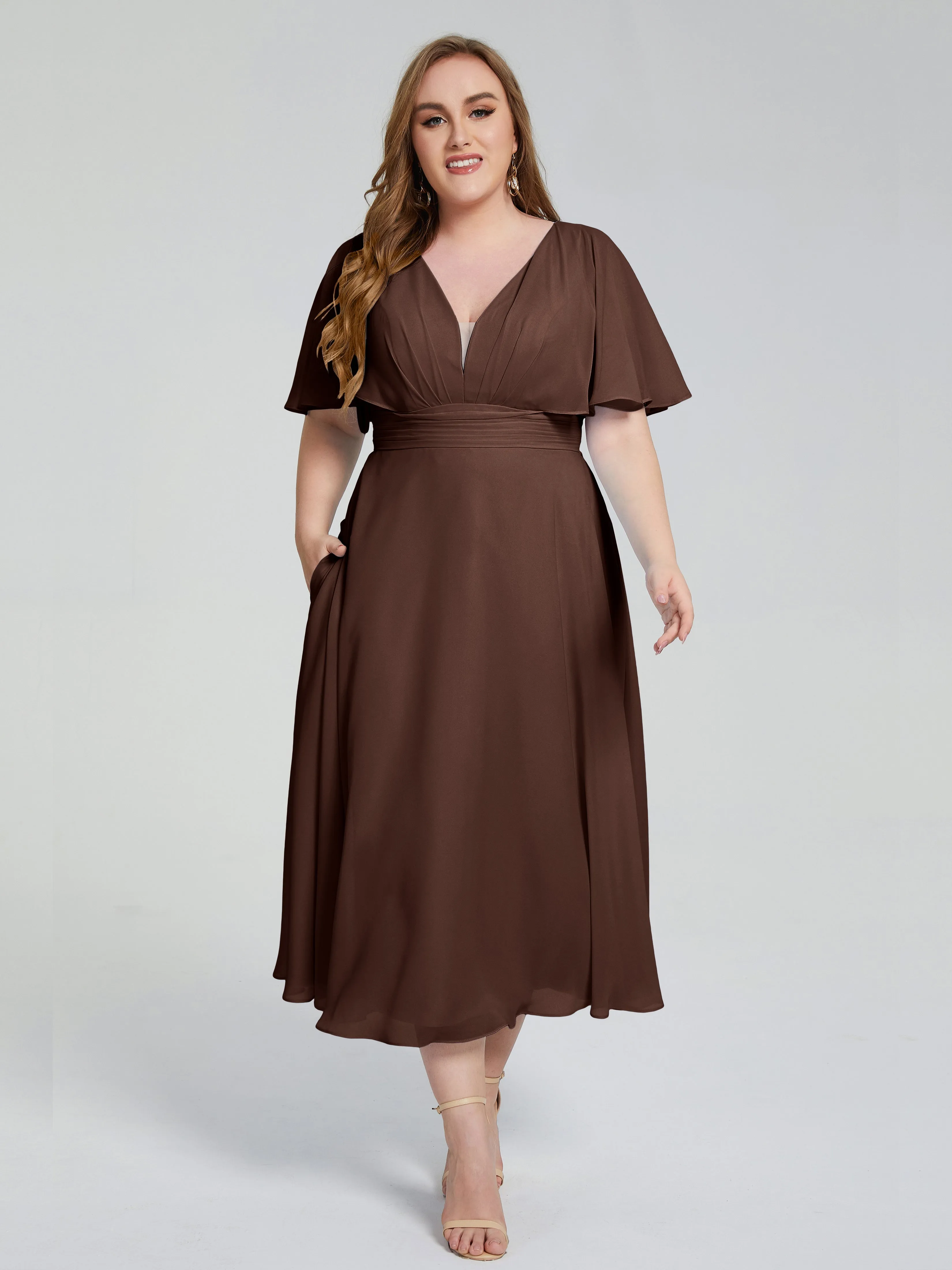 Lucia Graceful V-back Plus Size Bridesmaid Dresses