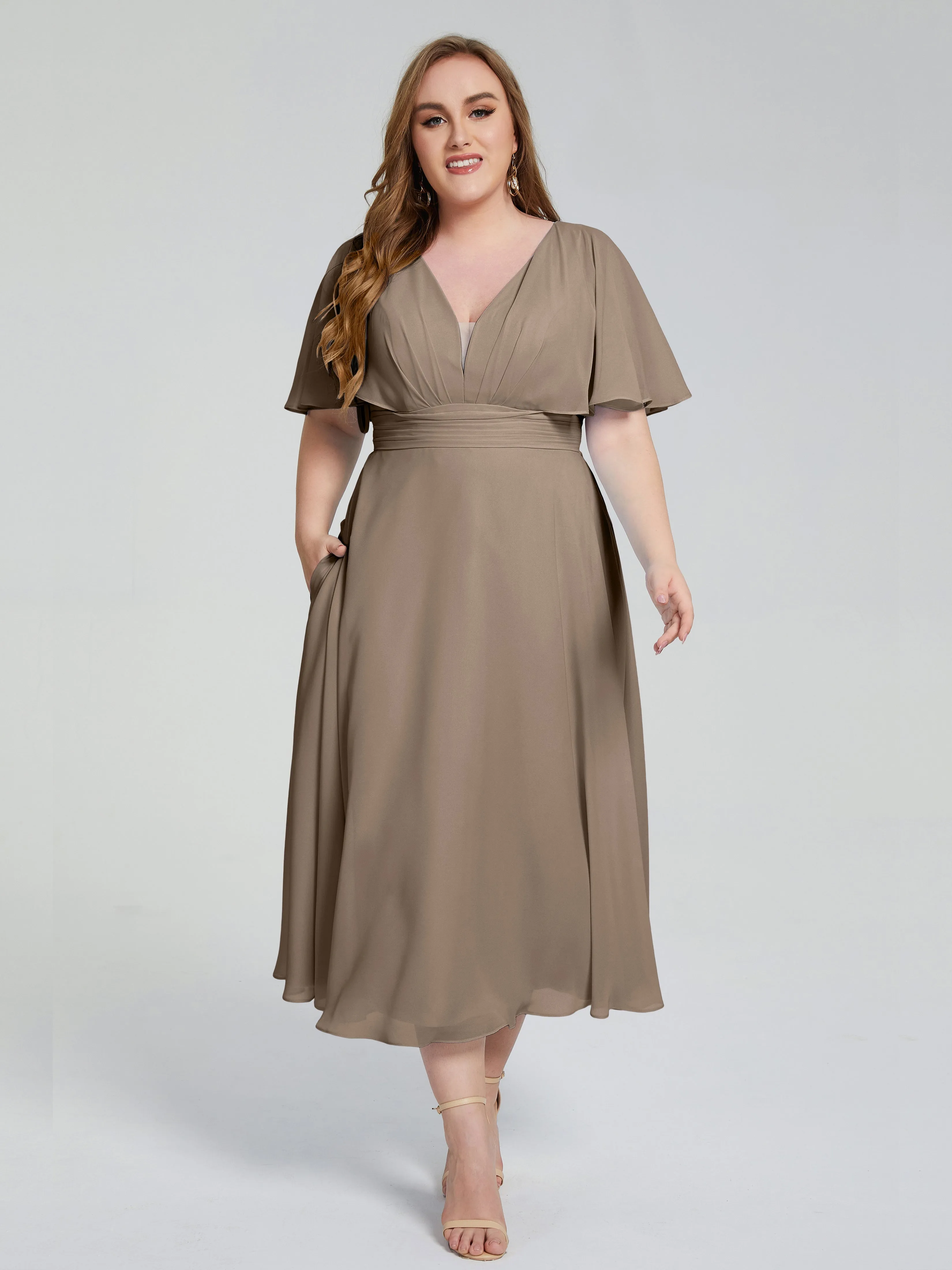 Lucia Graceful V-back Plus Size Bridesmaid Dresses