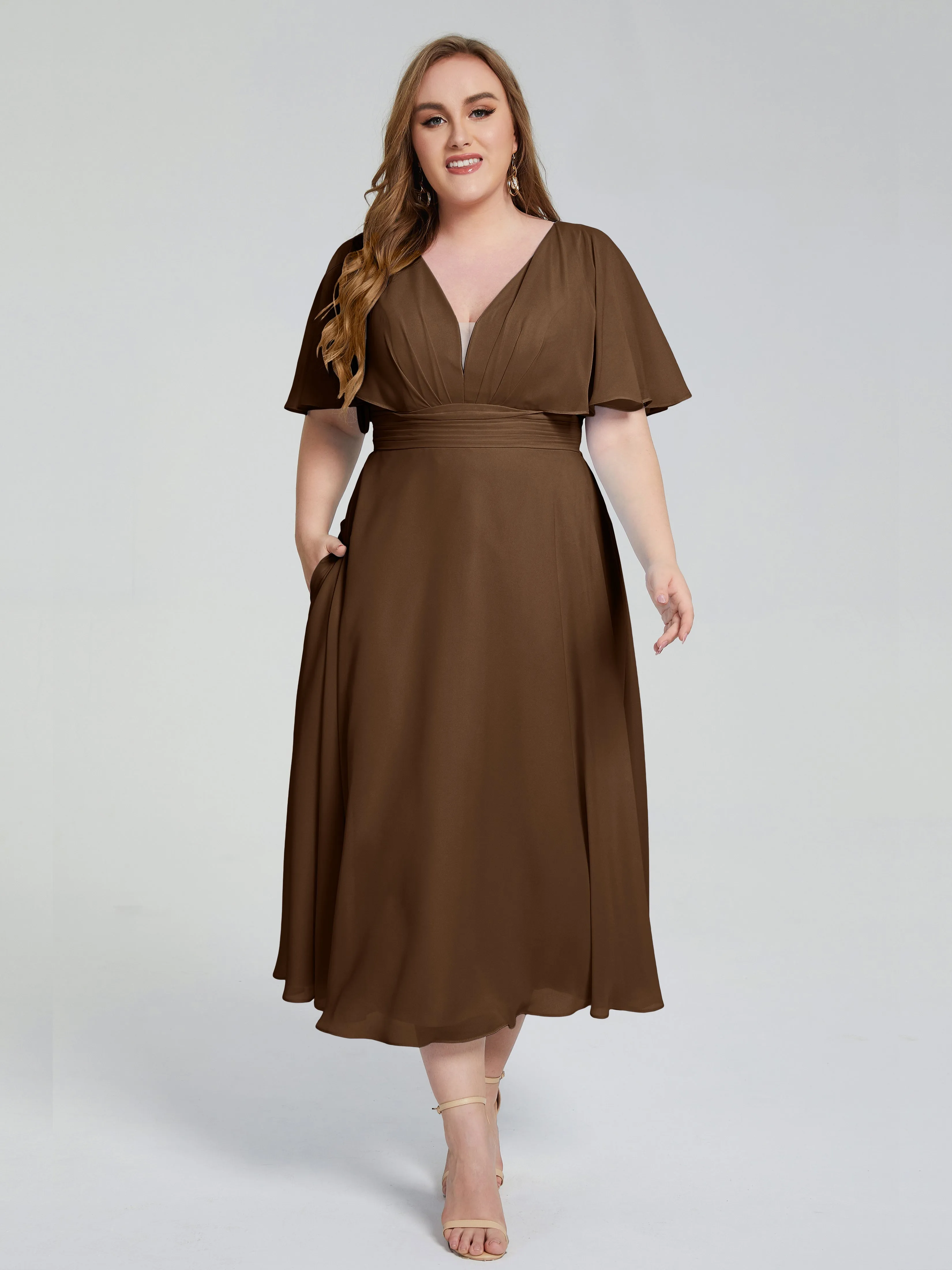 Lucia Graceful V-back Plus Size Bridesmaid Dresses