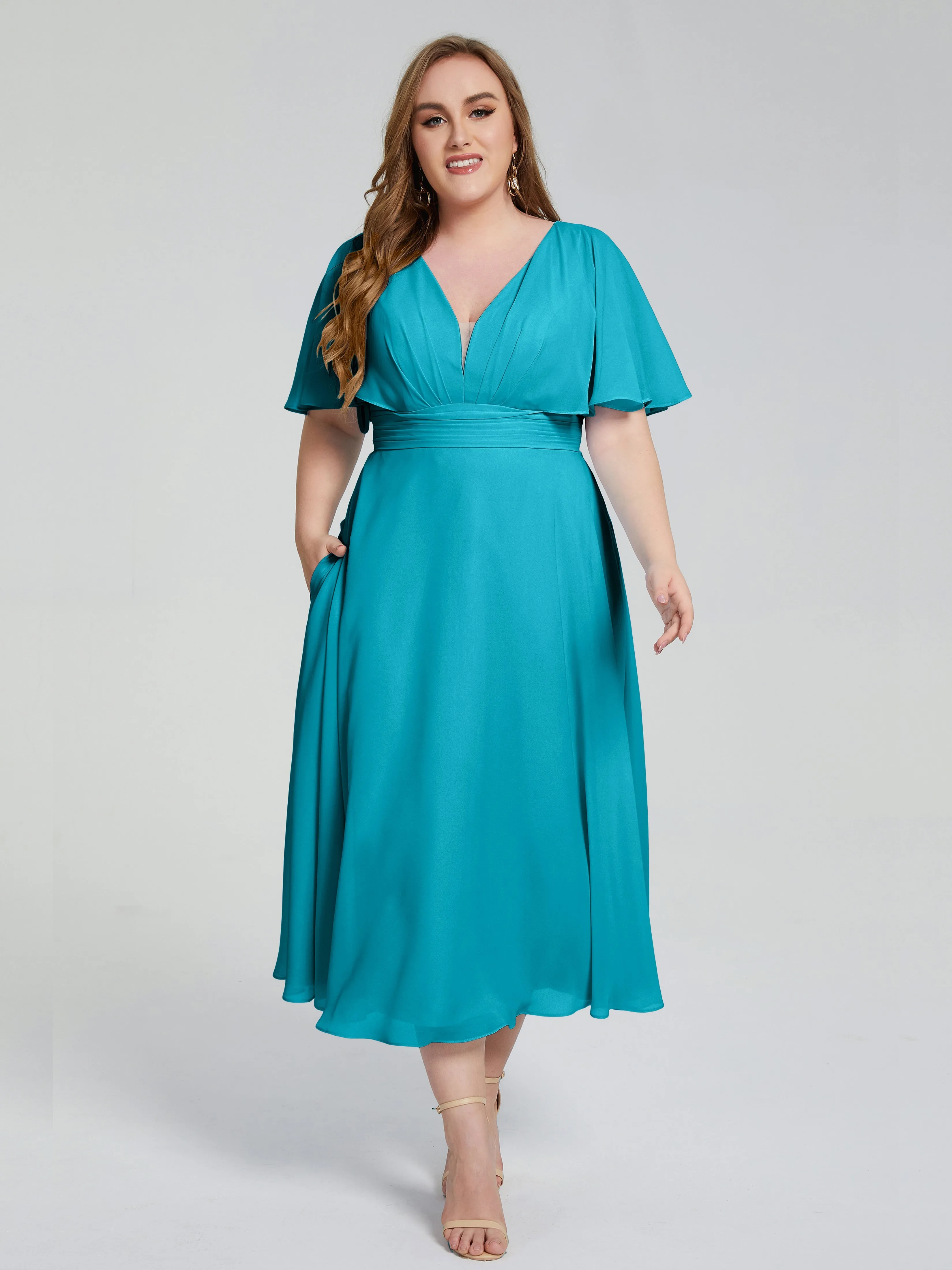 Lucia Graceful V-back Plus Size Bridesmaid Dresses