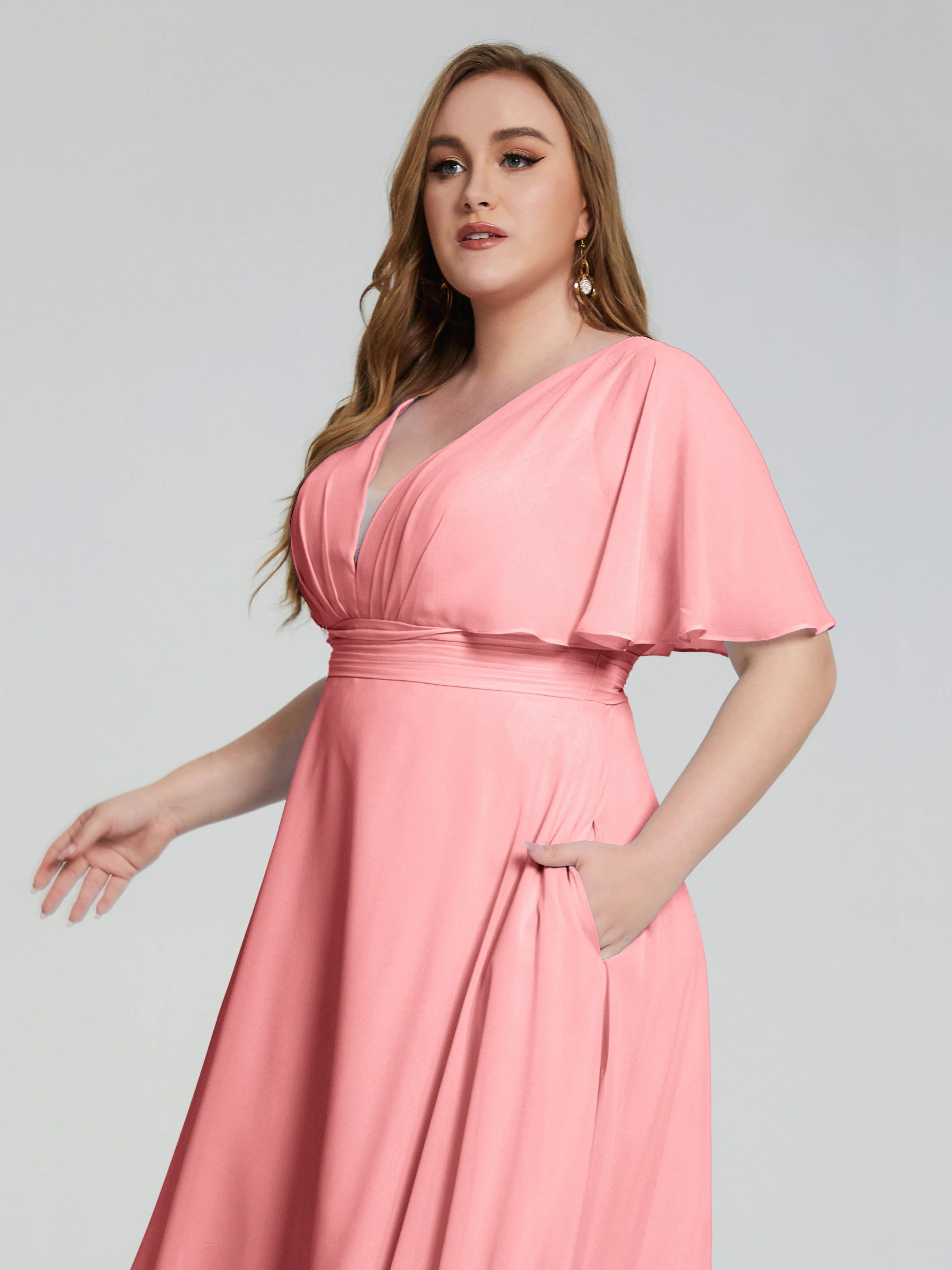 Lucia Graceful V-back Plus Size Bridesmaid Dresses