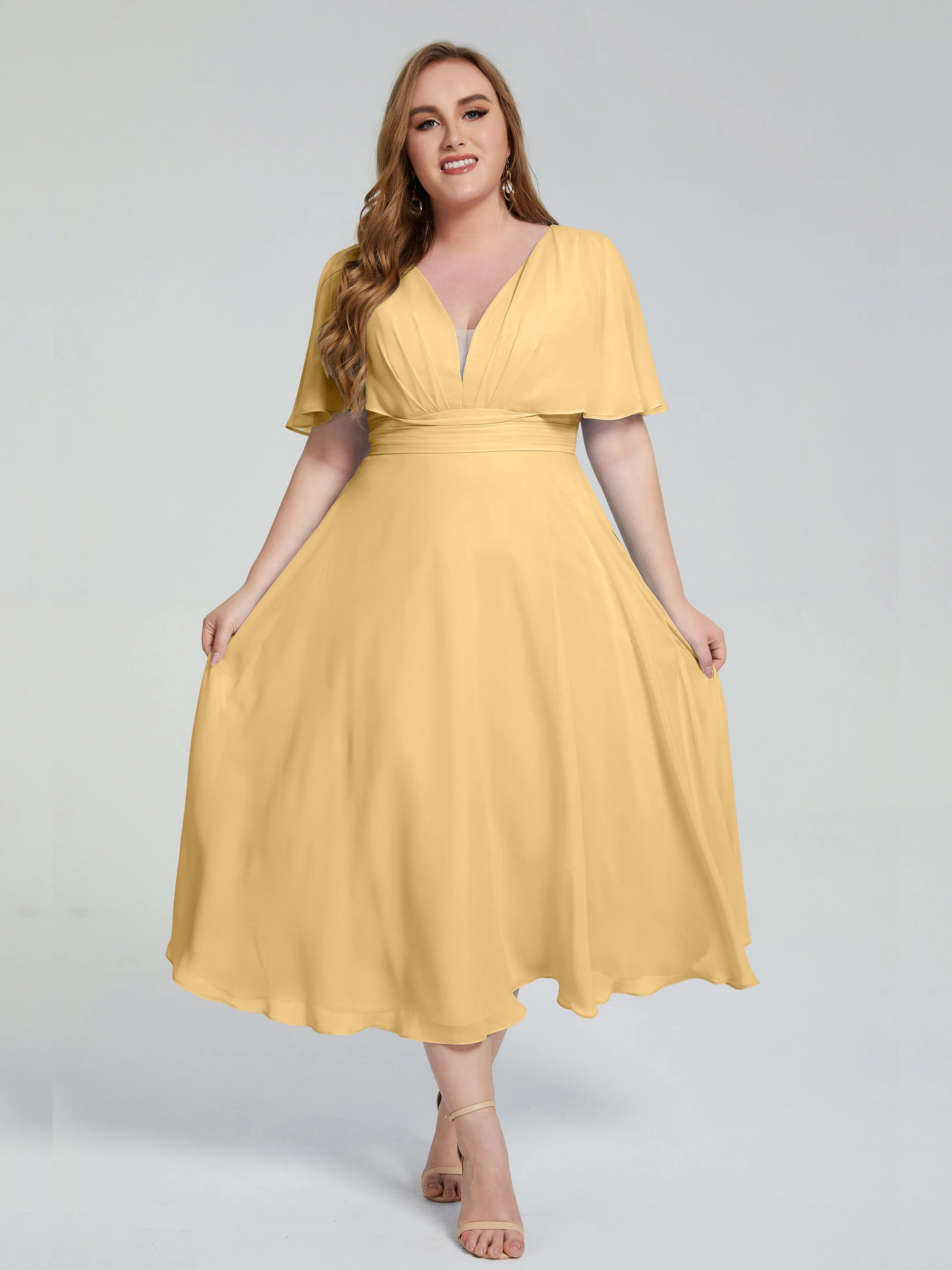 Lucia Graceful V-back Plus Size Bridesmaid Dresses