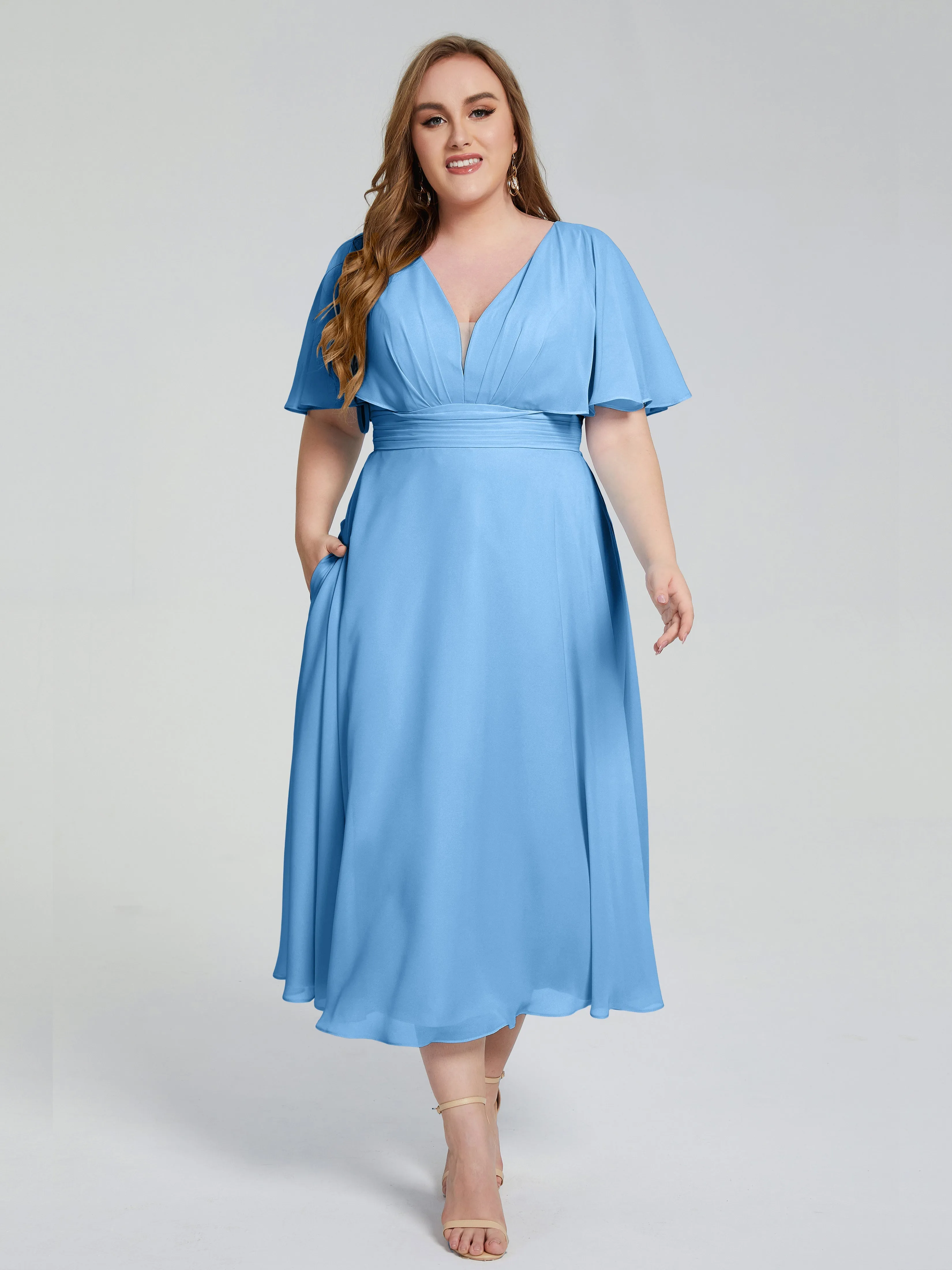 Lucia Graceful V-back Plus Size Bridesmaid Dresses