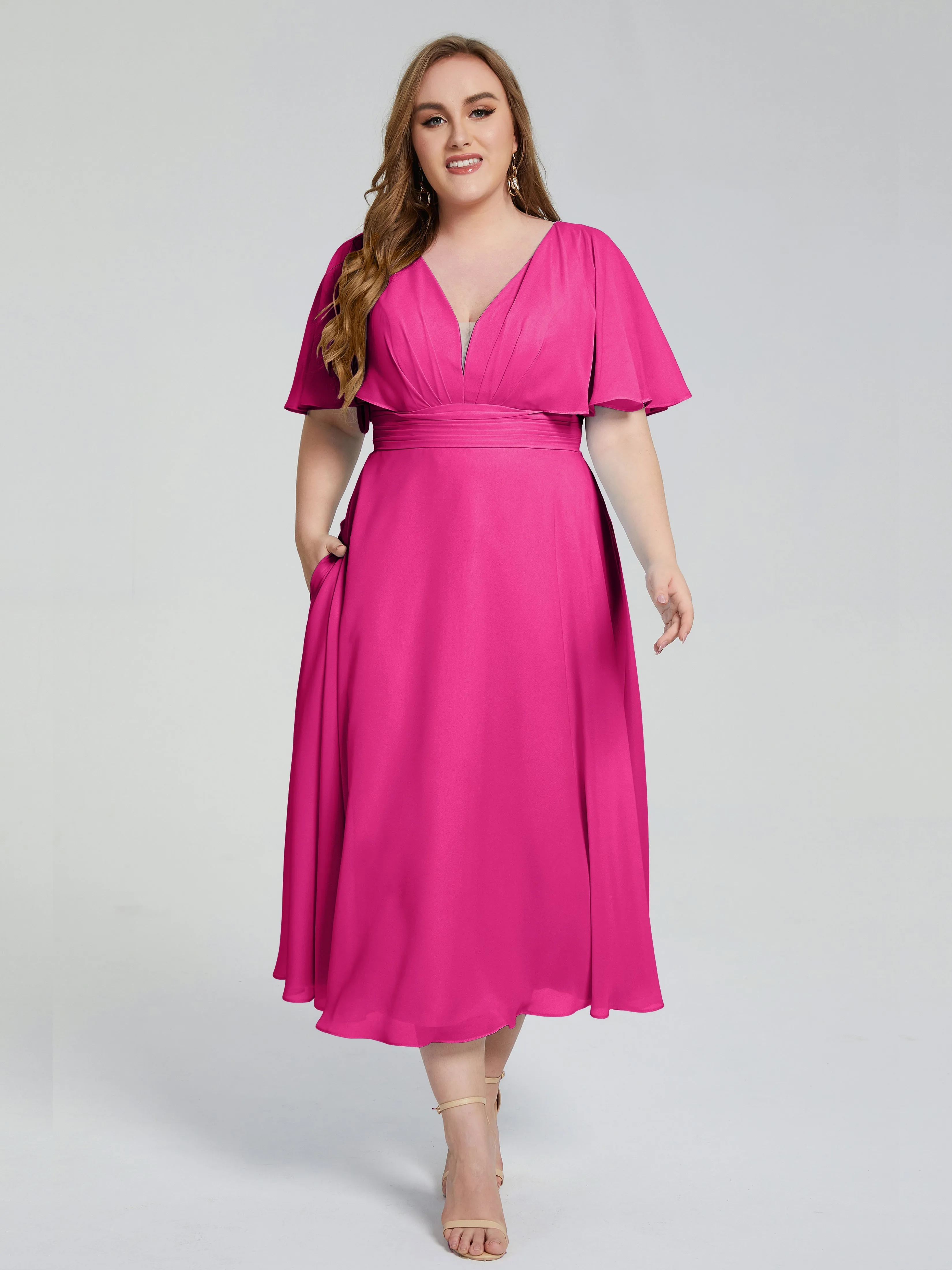 Lucia Graceful V-back Plus Size Bridesmaid Dresses