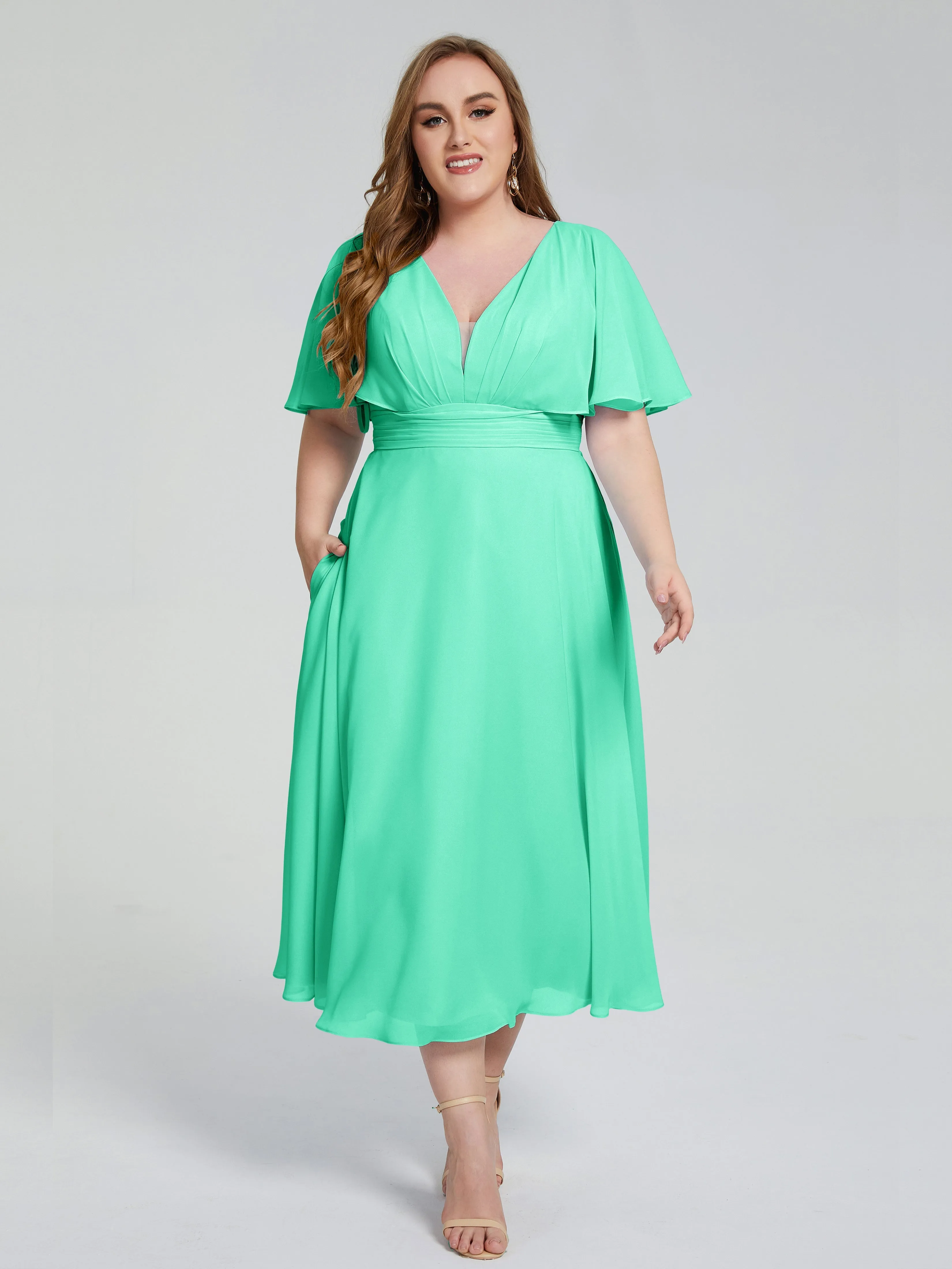 Lucia Graceful V-back Plus Size Bridesmaid Dresses