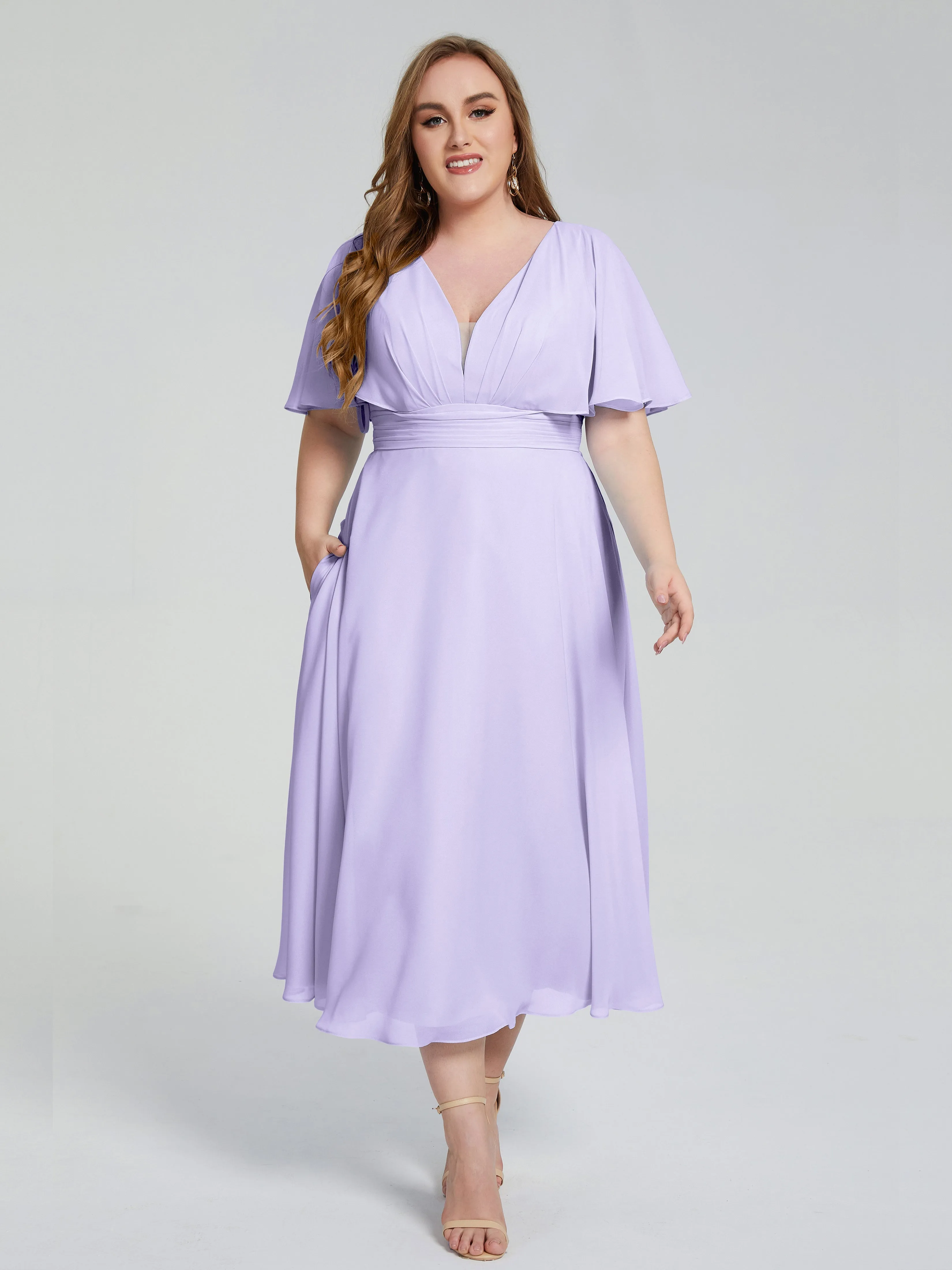 Lucia Graceful V-back Plus Size Bridesmaid Dresses