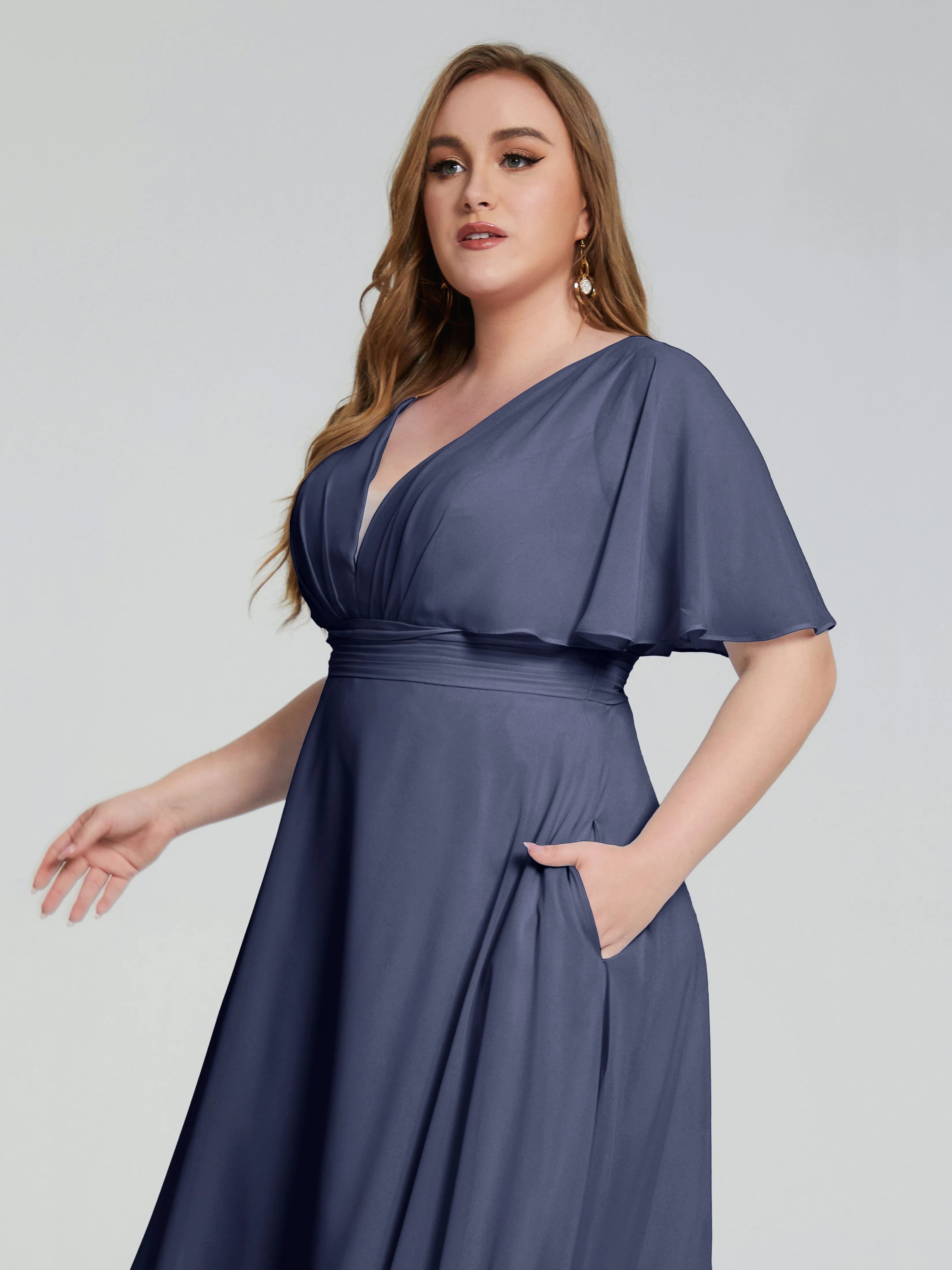 Lucia Graceful V-back Plus Size Bridesmaid Dresses