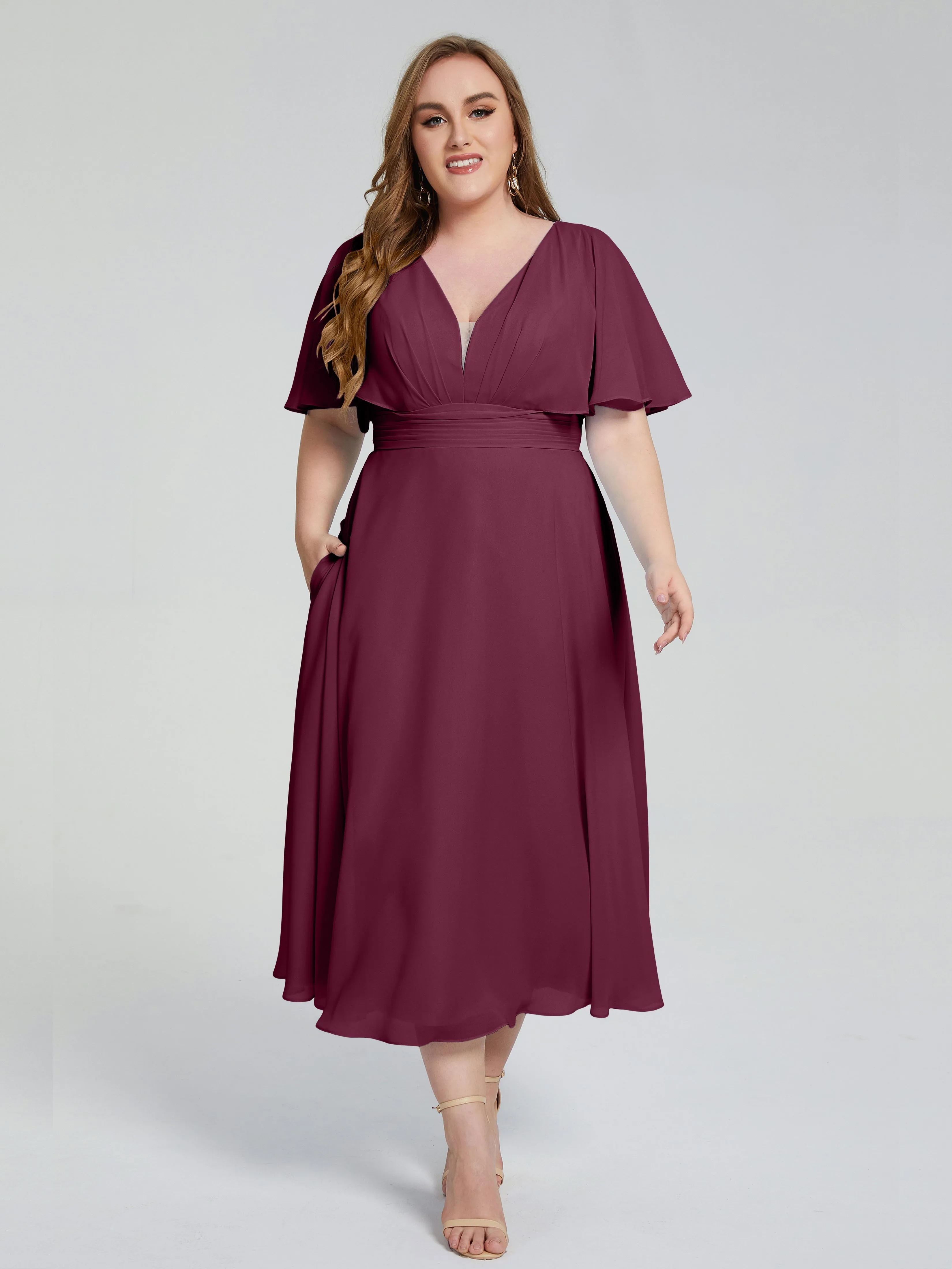 Lucia Graceful V-back Plus Size Bridesmaid Dresses