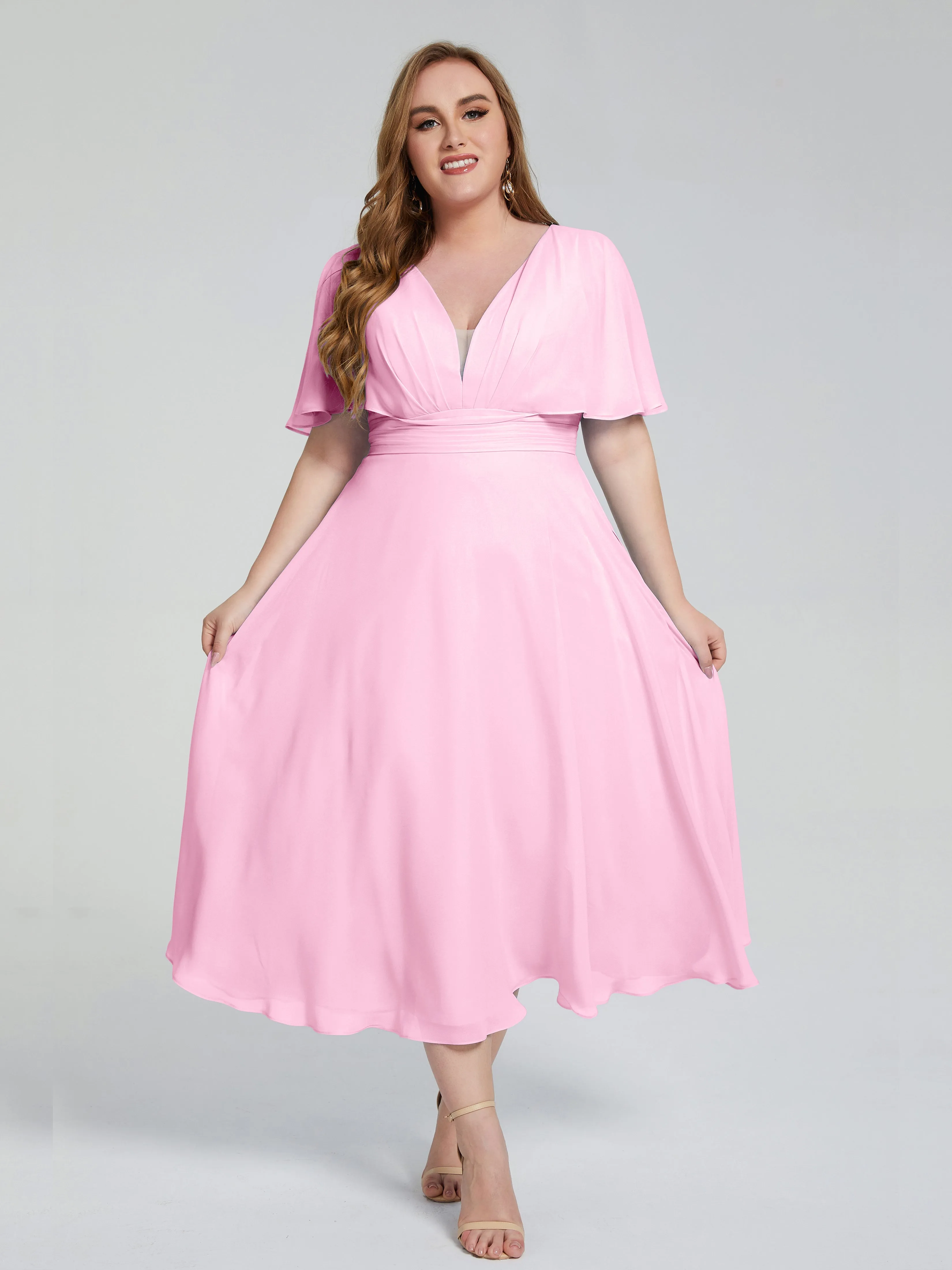 Lucia Graceful V-back Plus Size Bridesmaid Dresses