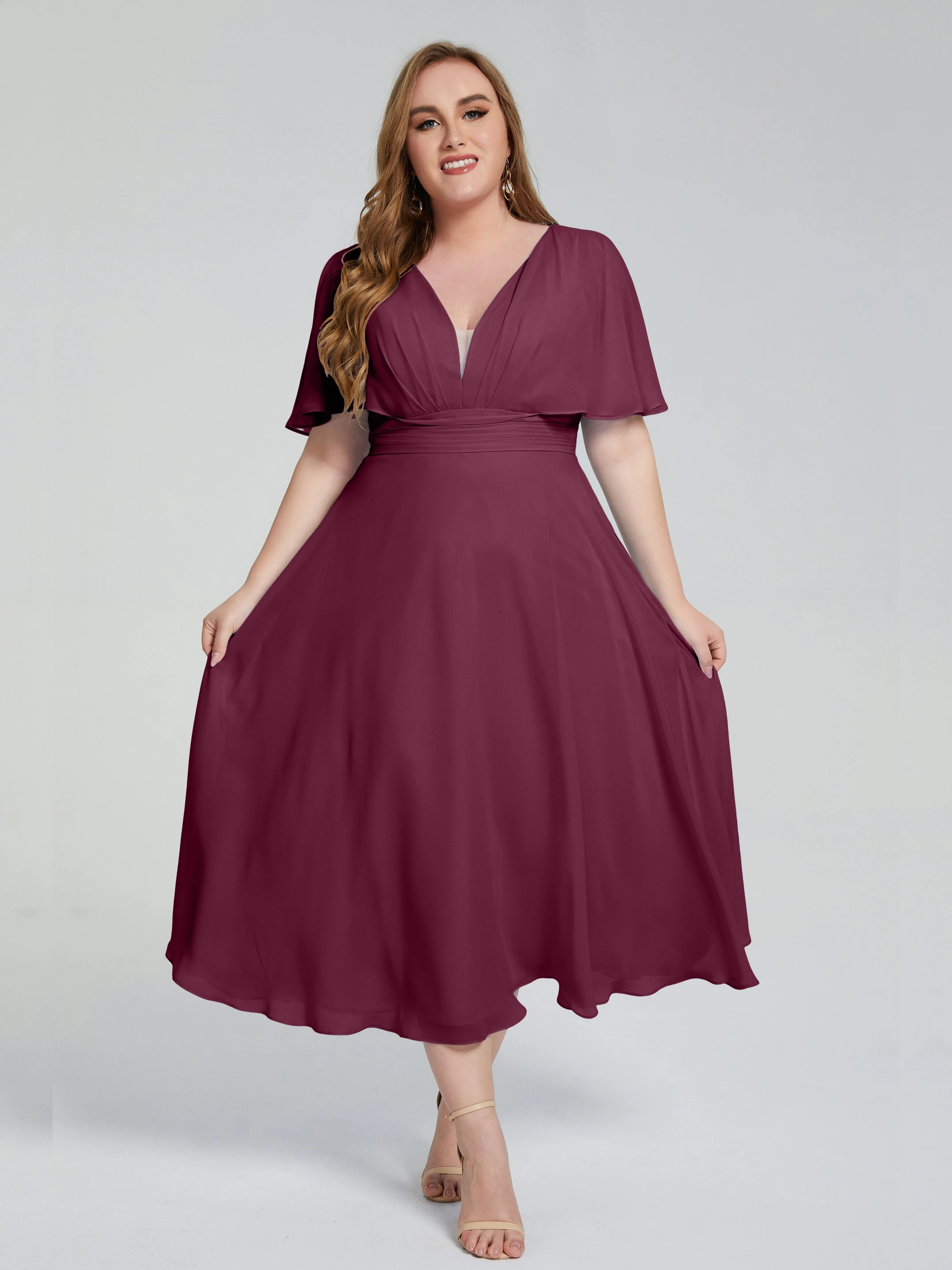 Lucia Graceful V-back Plus Size Bridesmaid Dresses