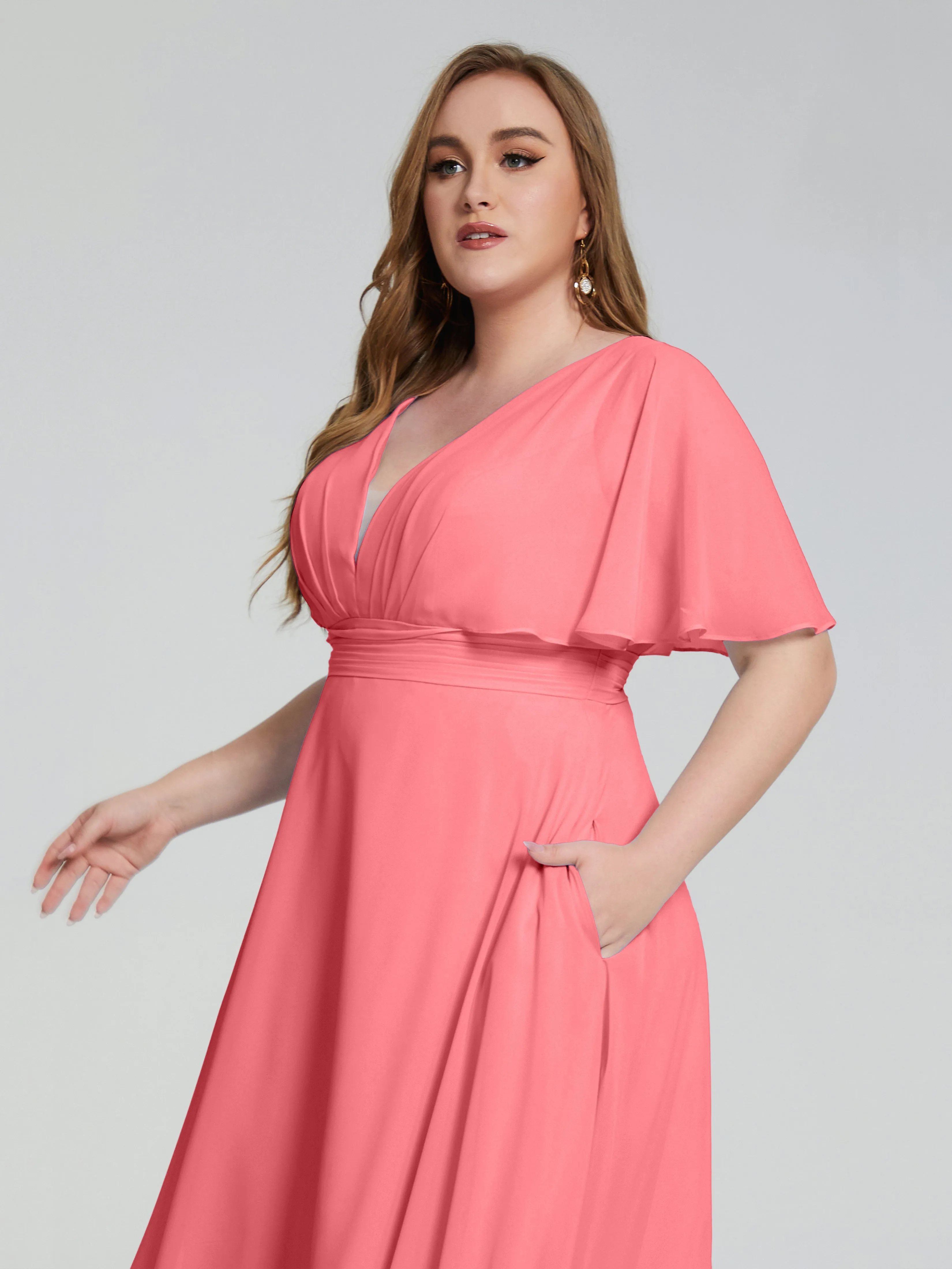 Lucia Graceful V-back Plus Size Bridesmaid Dresses