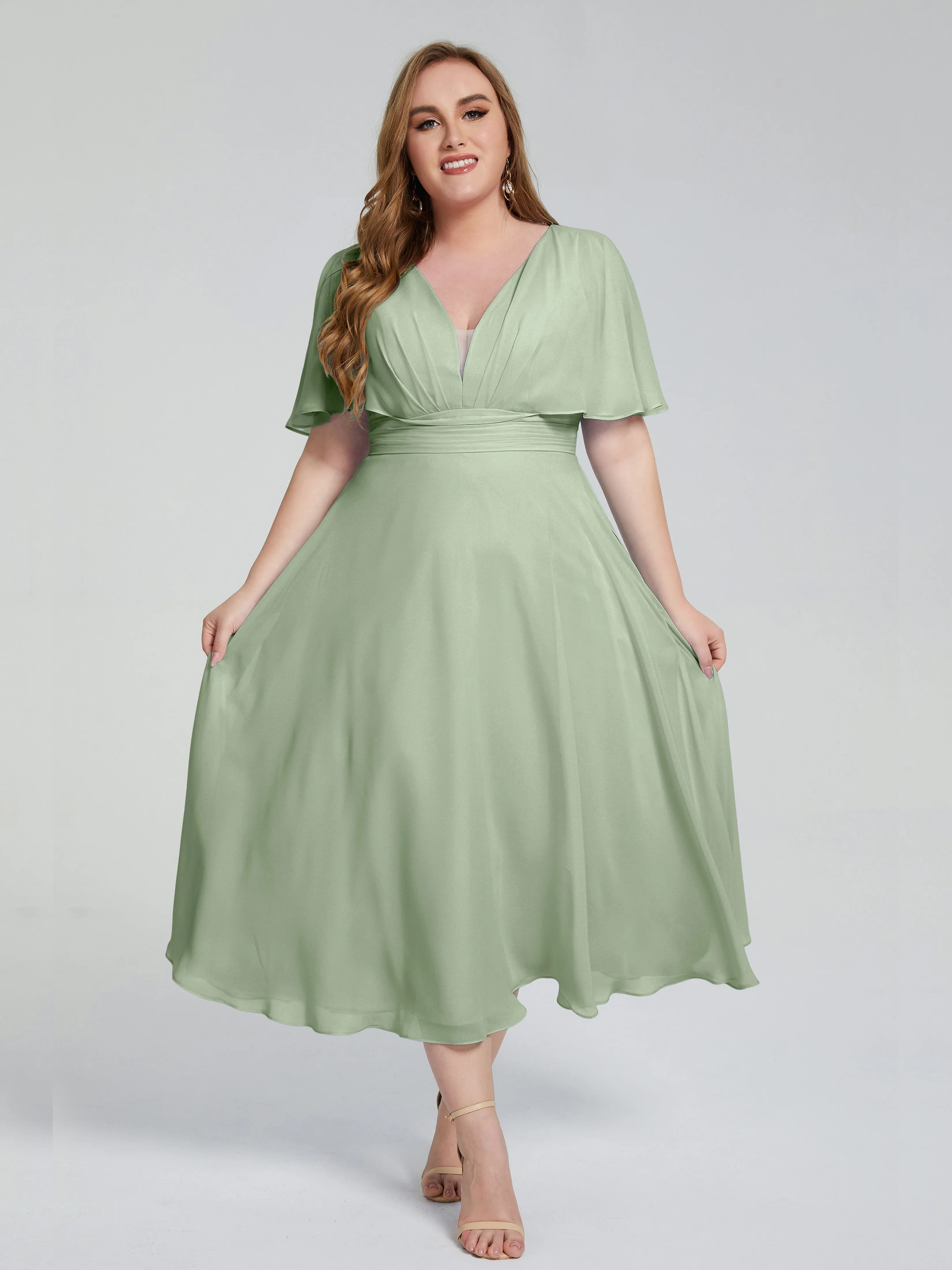 Lucia Graceful V-back Plus Size Bridesmaid Dresses