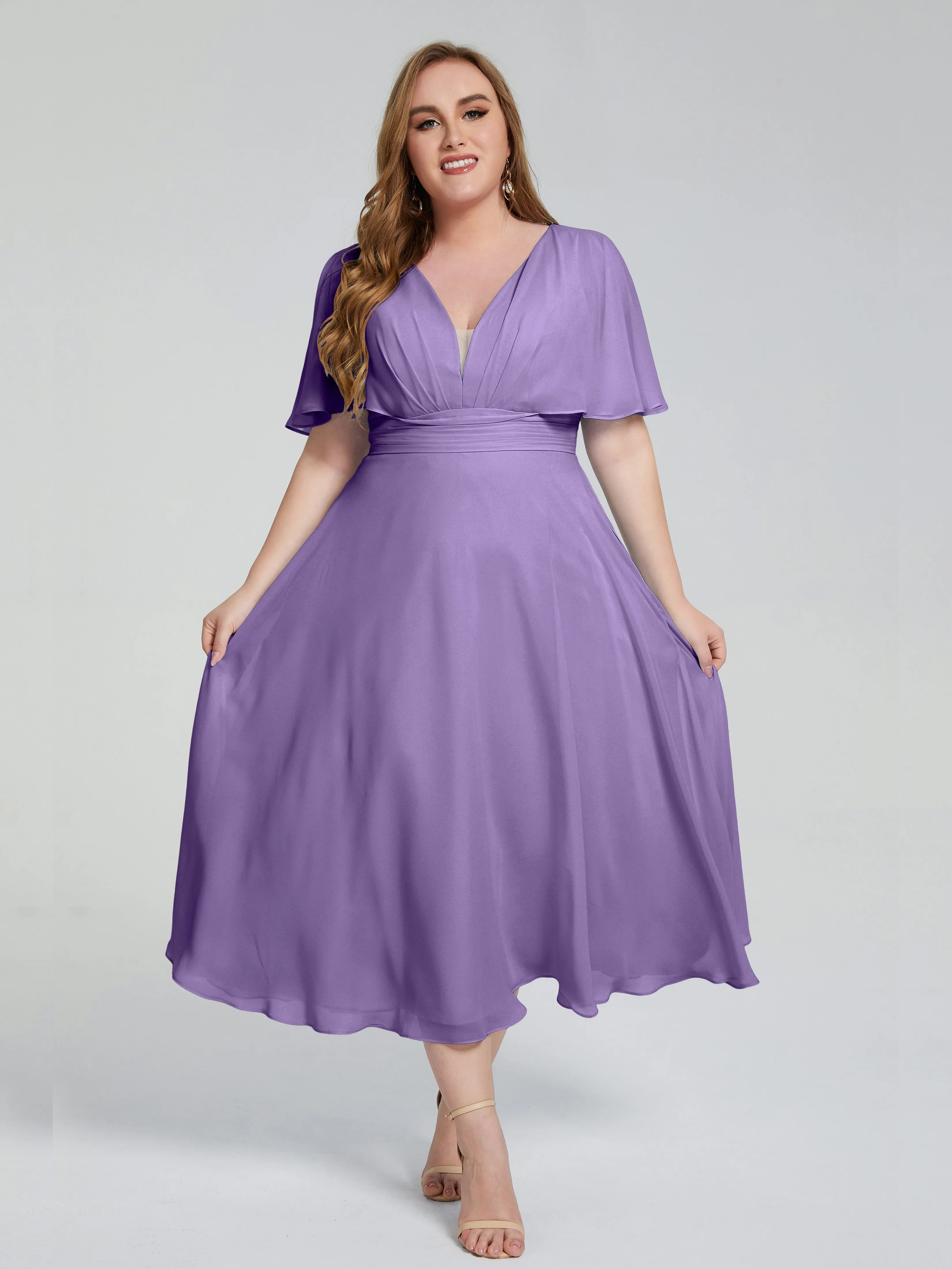 Lucia Graceful V-back Plus Size Bridesmaid Dresses