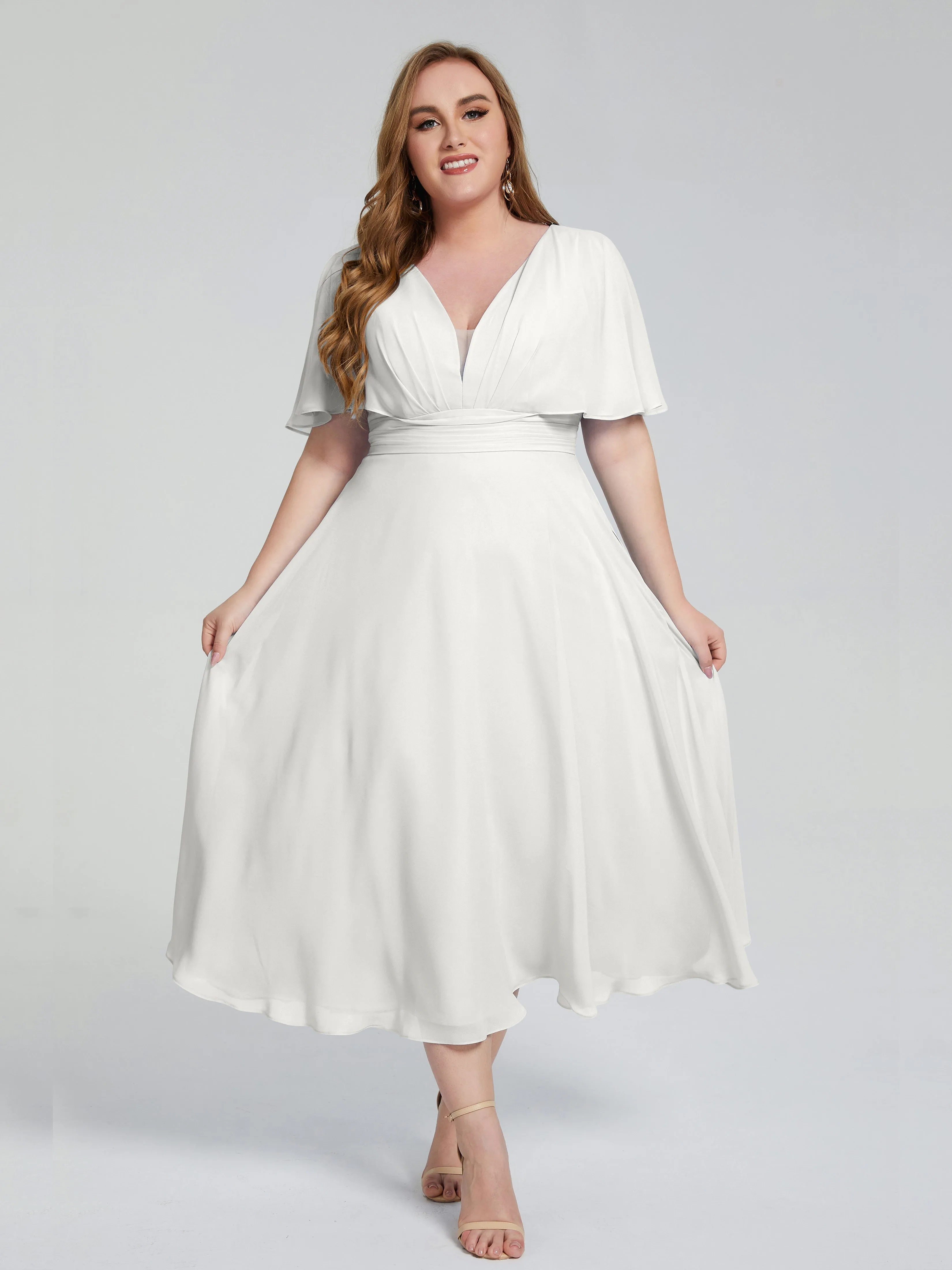 Lucia Graceful V-back Plus Size Bridesmaid Dresses