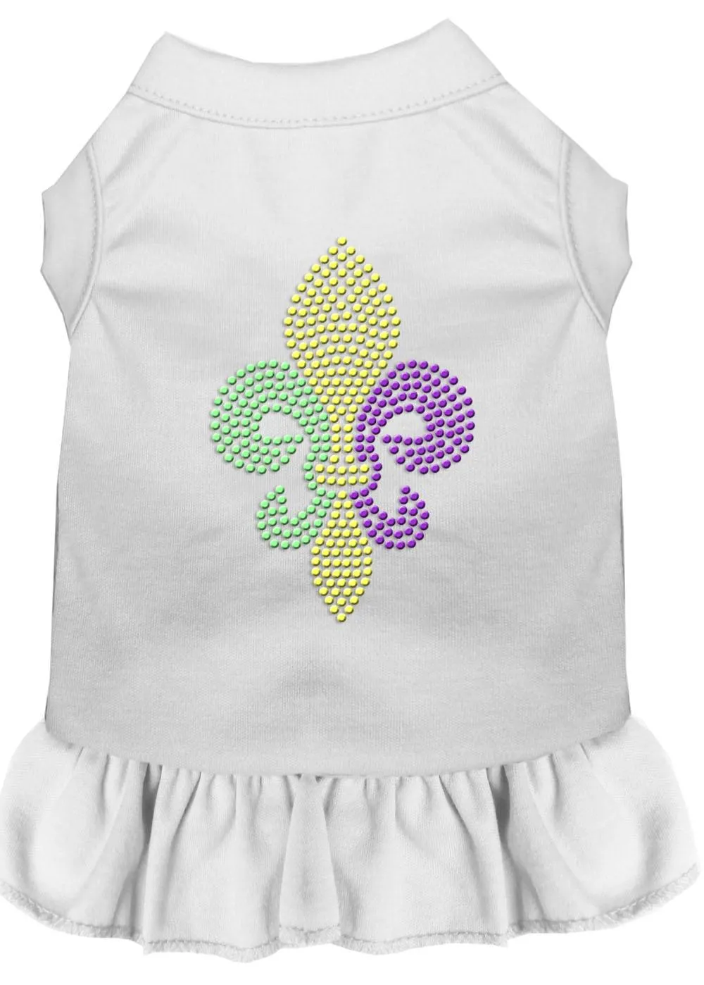 Mardi Gras Fleur De Lis Rhinestone Dress White 4x (22)