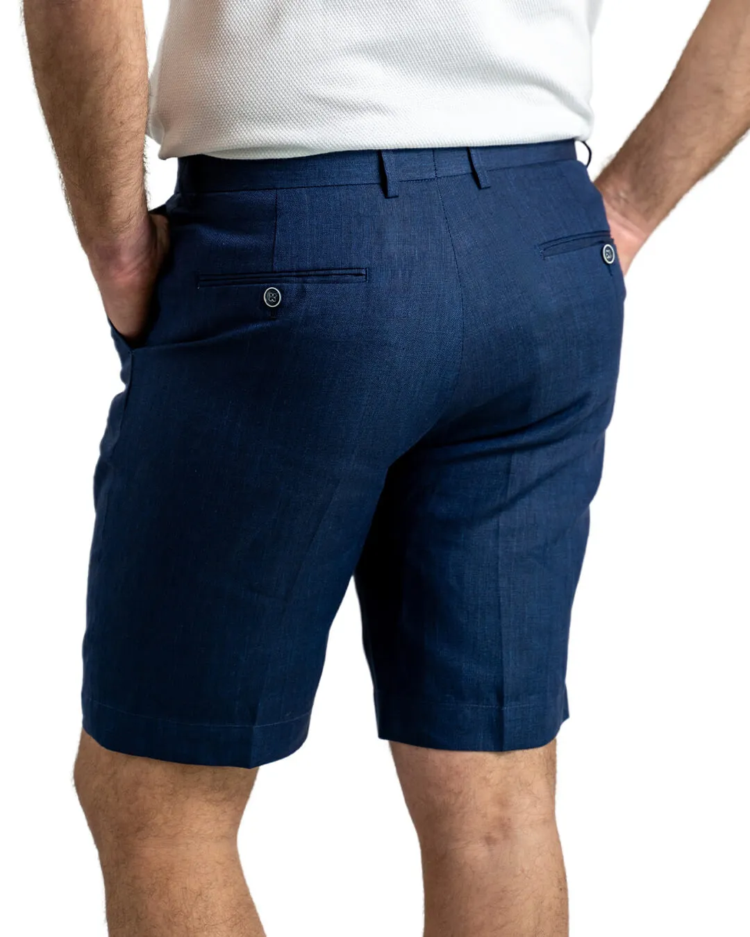 Navy Garment Dyed Stretch Cotton Shorts