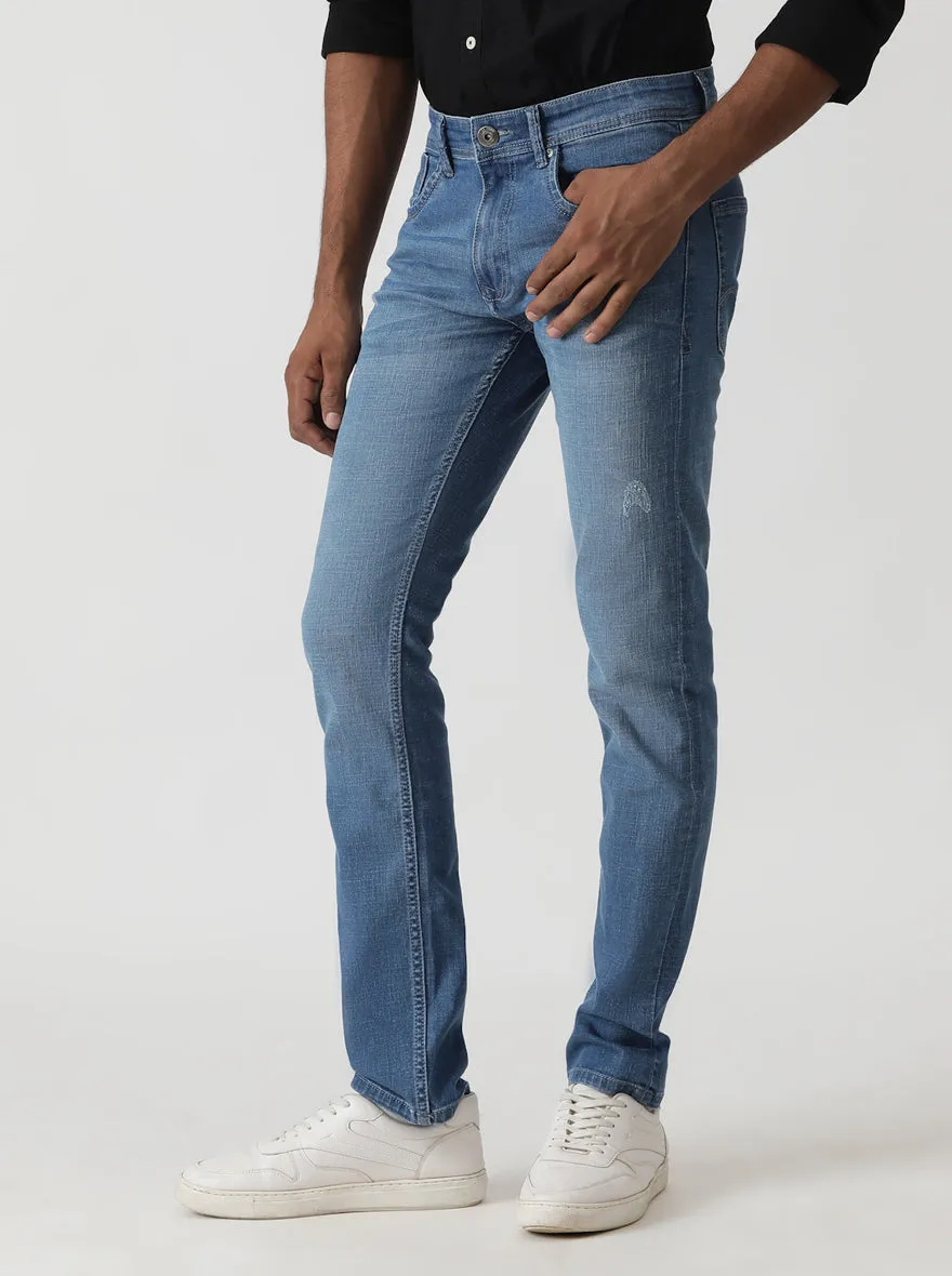 Nebula Blue Washed Slim Fit Jeans | Greenfibre