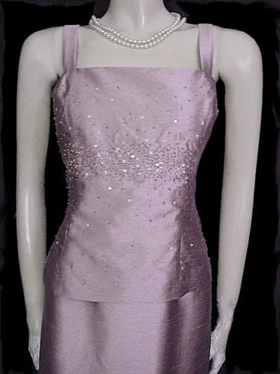 NEW - ALEX EVENINGS SPARKLING BEADED & SEQUIN EVENING GOWN WITH MATCHING JACKET IN ANGELFACE