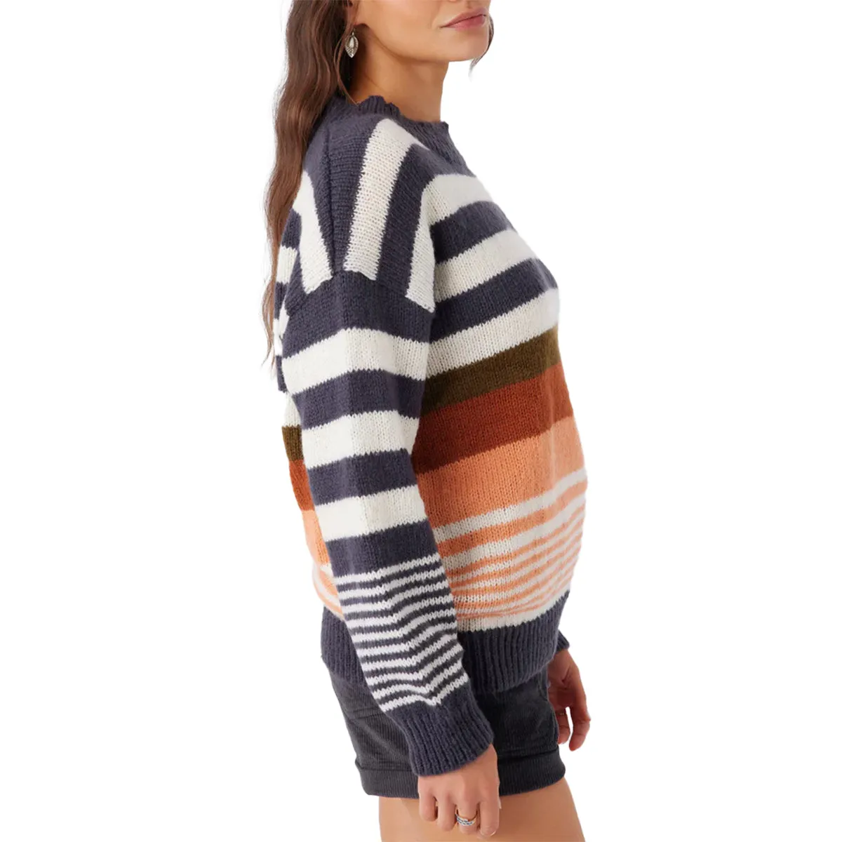 O'Neill Women's Billie Stripe Mock Neck Oversized Sweater