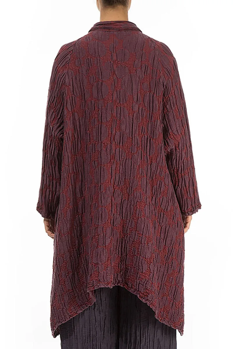 Open Merlot Circle Silk Linen Jacket