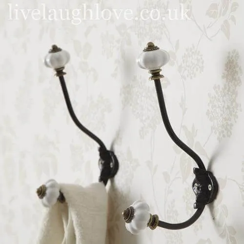 Pair of Coat & Hat Hook with Ceramic Ends