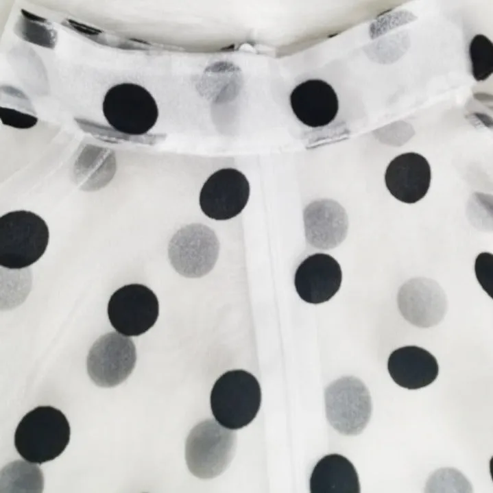 Polka Dot Peplum Flare Sleeve Blouse