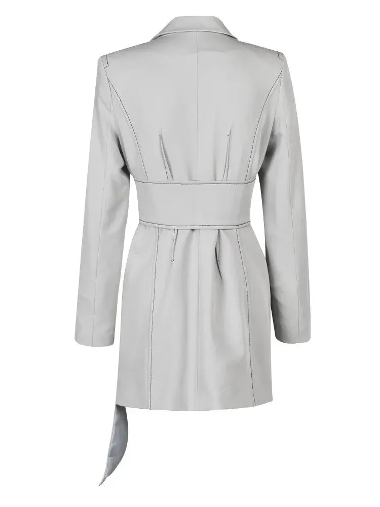 Pre Order:  Irregular Hem Belted Blazer Dress