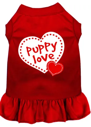 Puppy Love Screen Print Dress Red Med (12)