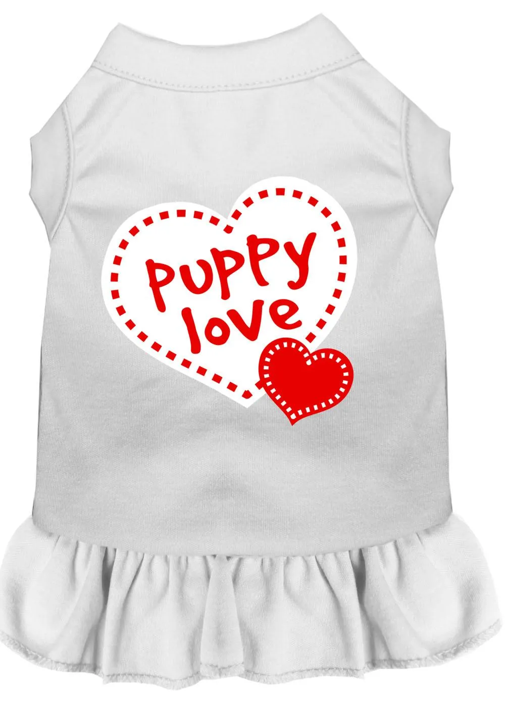 Puppy Love Screen Print Dress White Sm (10)