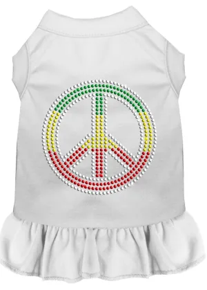 Rhinestone Rasta Peace Dress White Lg (14)