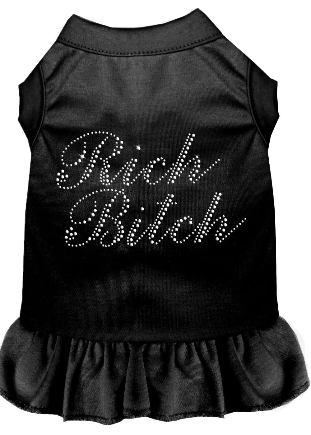 Rhinestone Rich Bitch Dress Black Lg (14)