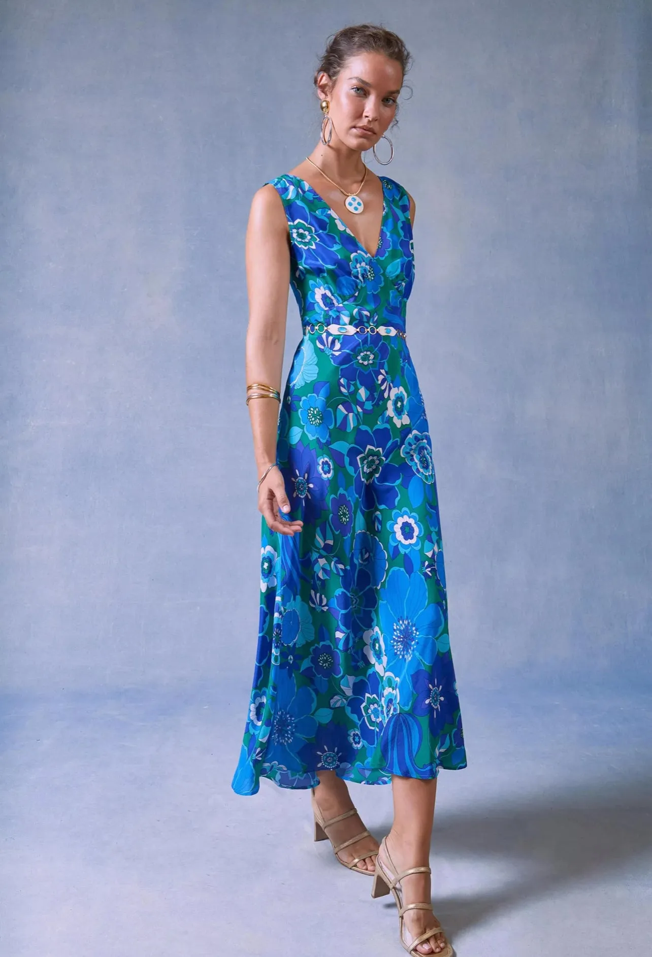 SANDRINE DRESS - MIAMI FLORAL EMERALD