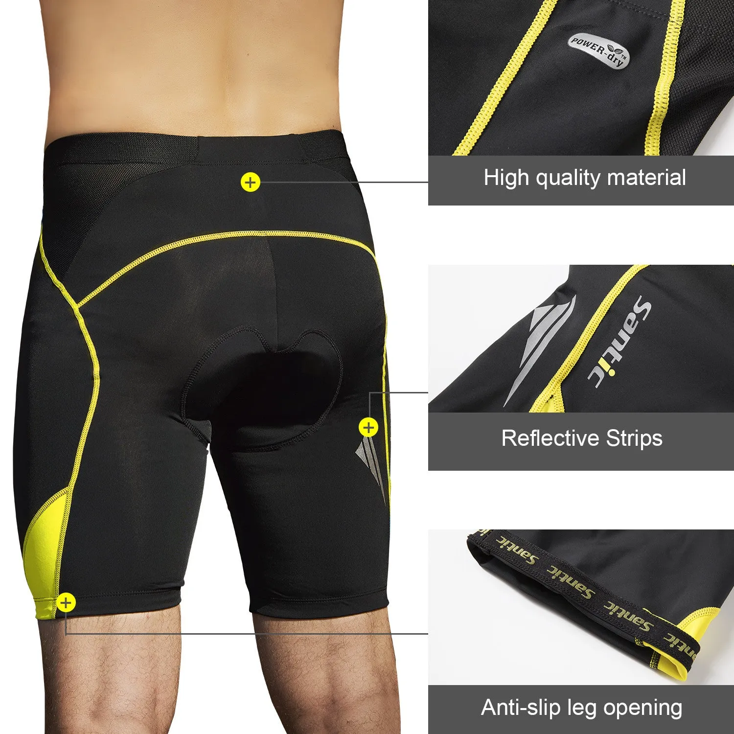 Santic Genting Yellow Men Padded Cycling Shorts