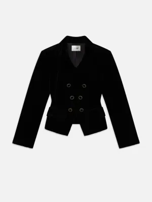 Shrunken Velvet Blazer -- Black